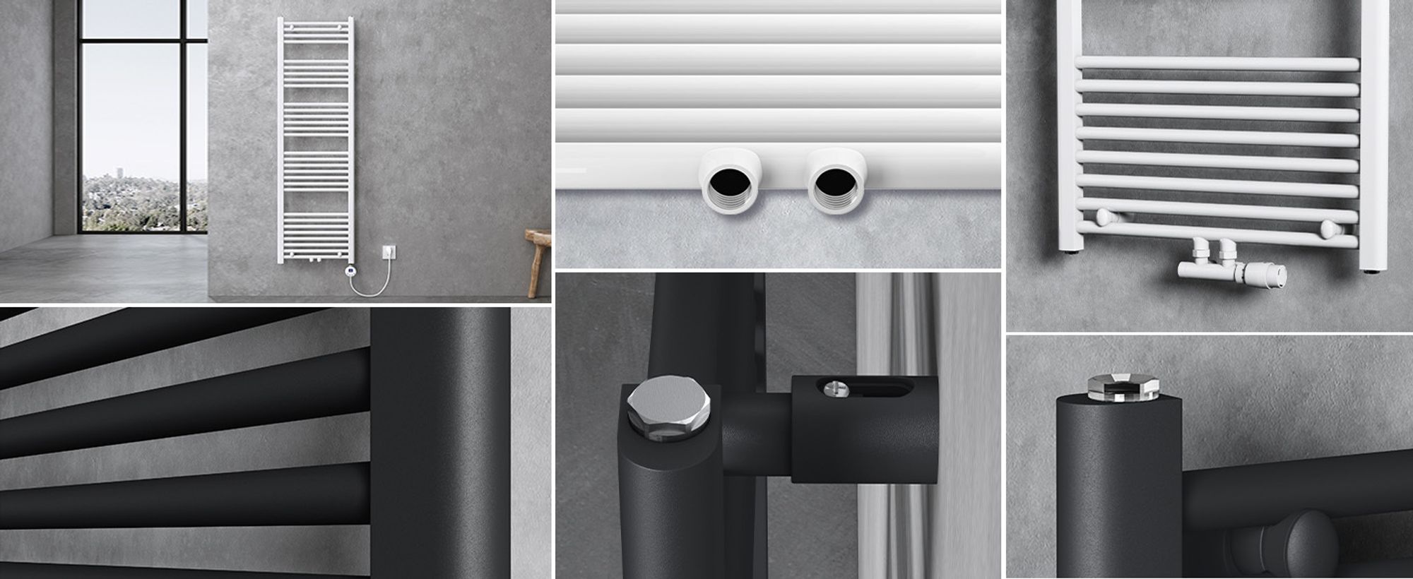 doporro Design Badheizung 100x60cm Anthrazit Röhrenheizkörper Horizontal Mittelanschluss Bad-Heizkörper Ohne Heizstab RHE