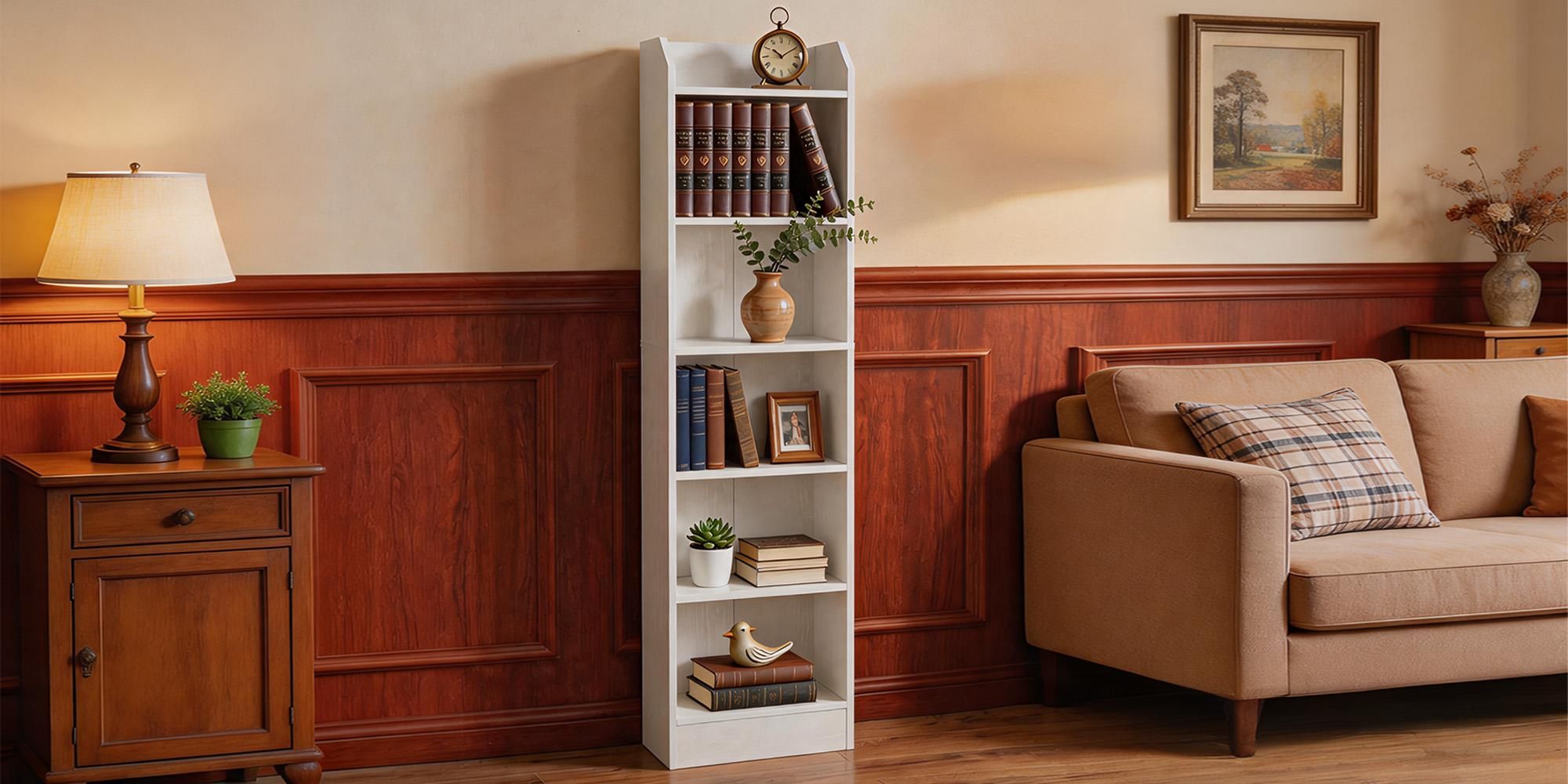 Bücherregal Standregal, 6-stöckiges, 24 x 30 x 169,5 cm Weiß | Standregal, Aufbewahrungsregal, Sammlerregal, verstellbare Paneele