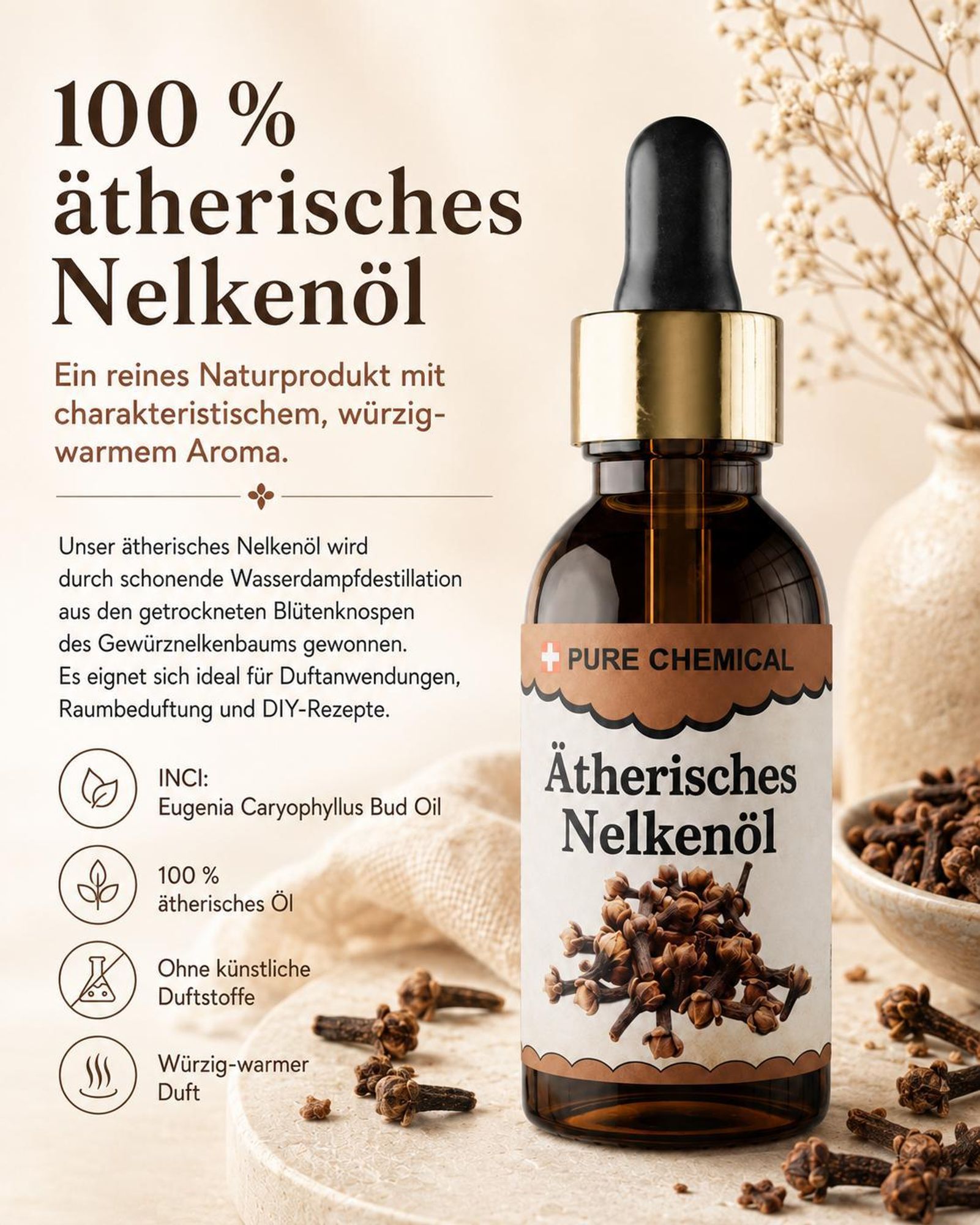 PURE CHEMICAL | Nelkenöl Ätherisch 100ml