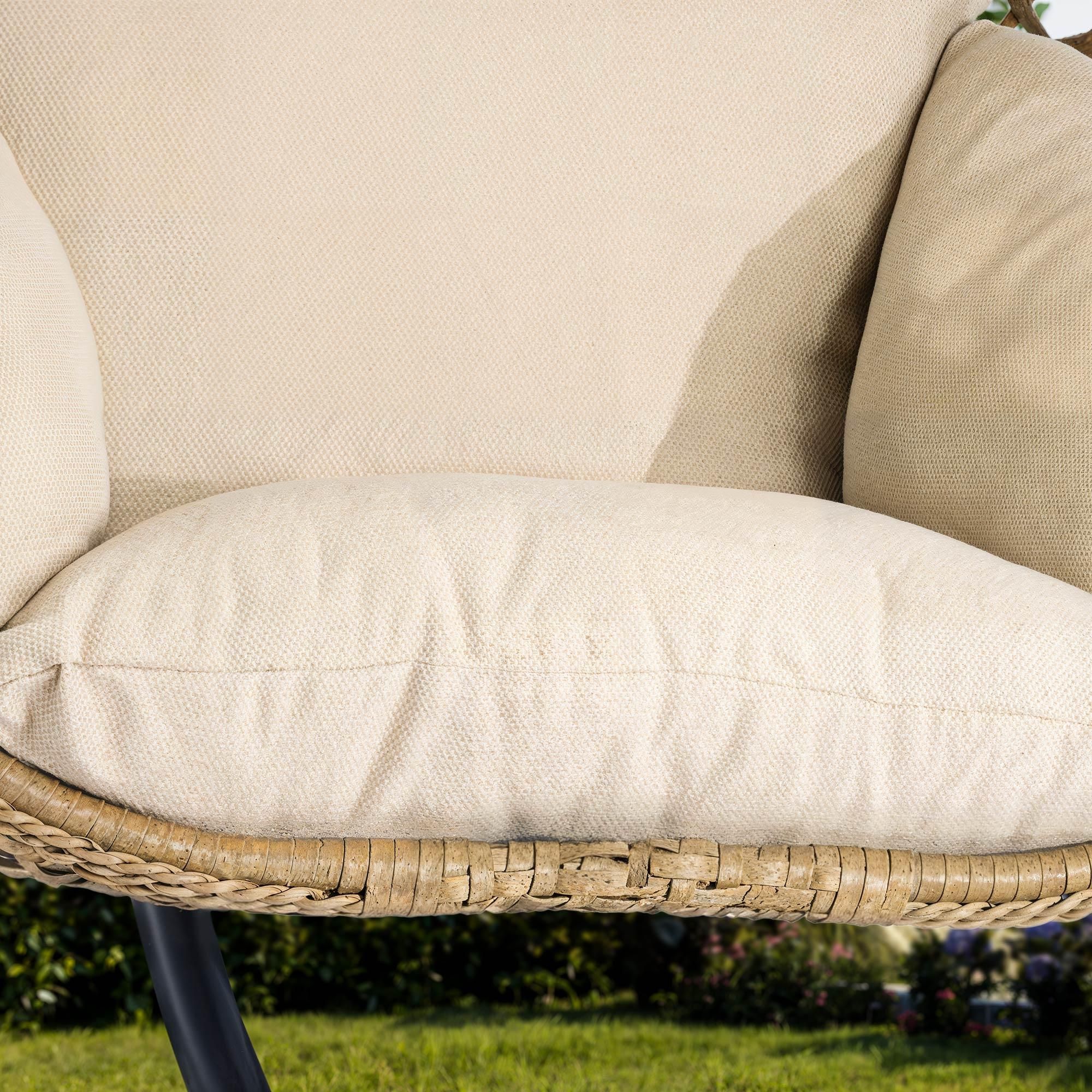 di volio Hängesessel SOMI mit Gestell - braun, Hängesessel Outdoor aus PE-Rattan mit Stahlgestell, wetterfest & bequem