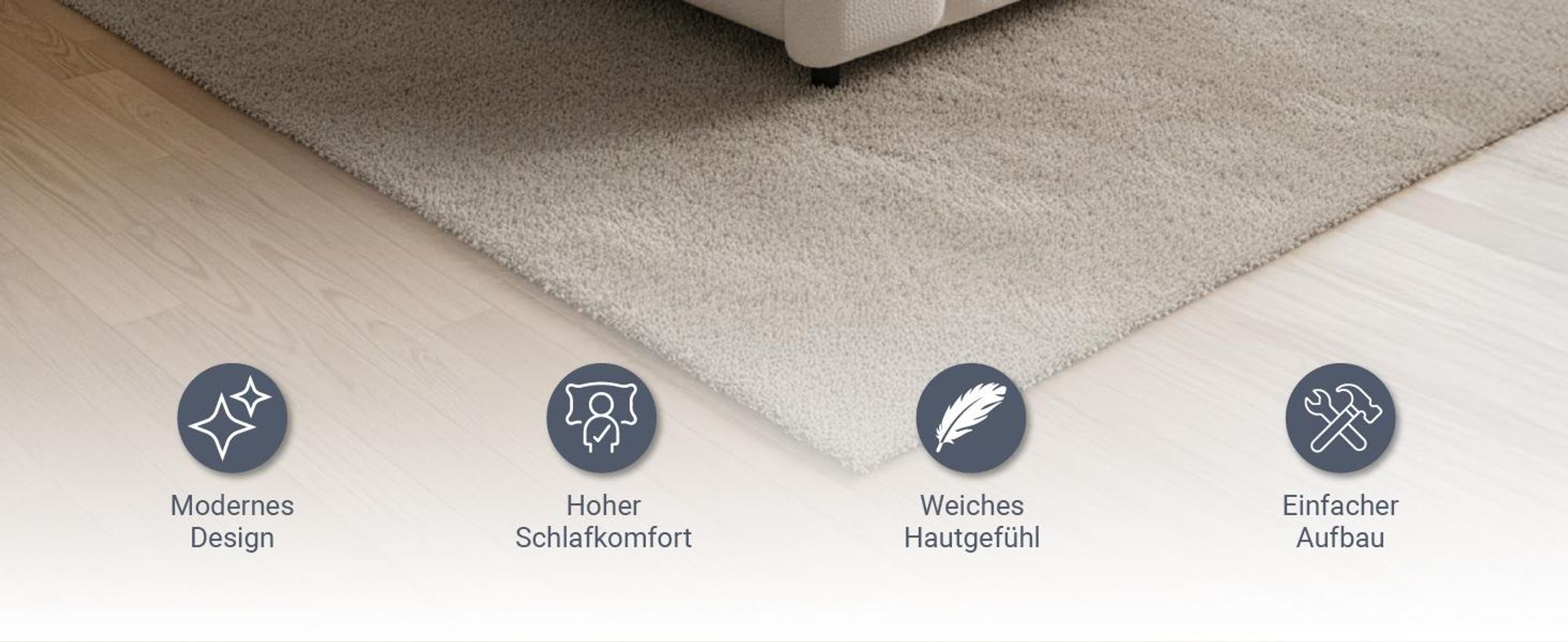 Juskys Polsterbett Florenz 140 x 200 cm, Bouclé, Bubble Design & modern – Creme