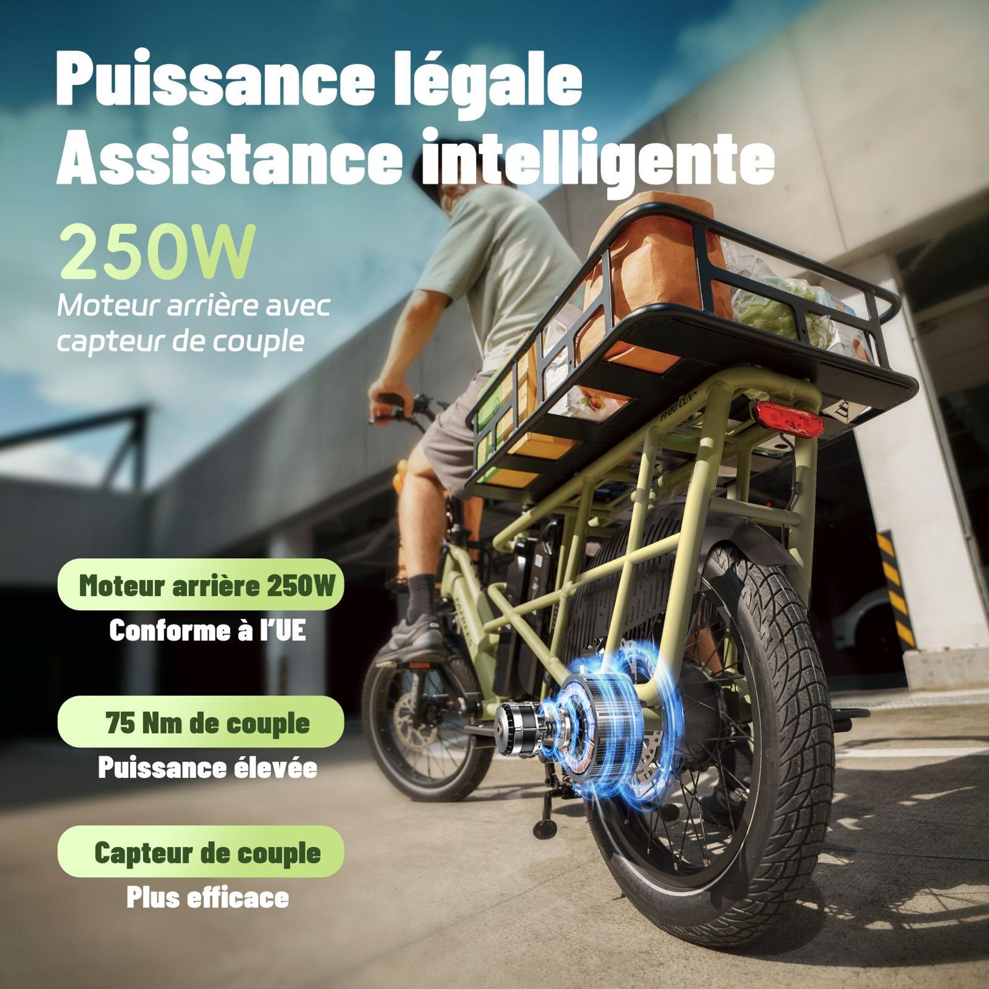 Siège enfant double arrière FAFREES FF20 CUV pour vélo électrique 24AH, 0-12 ans, charge 100kg acier antirouge-noir
