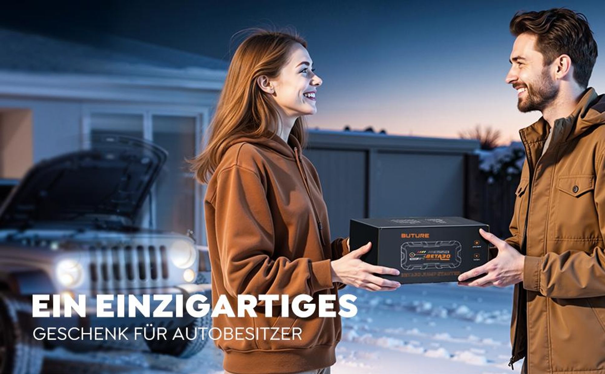 Buture Starthilfe Powerbank, 6000A 26800mAH, Starter Powerbank Auto Starthilfe, Drei-in-Eins-Startnetzteil, Starthil