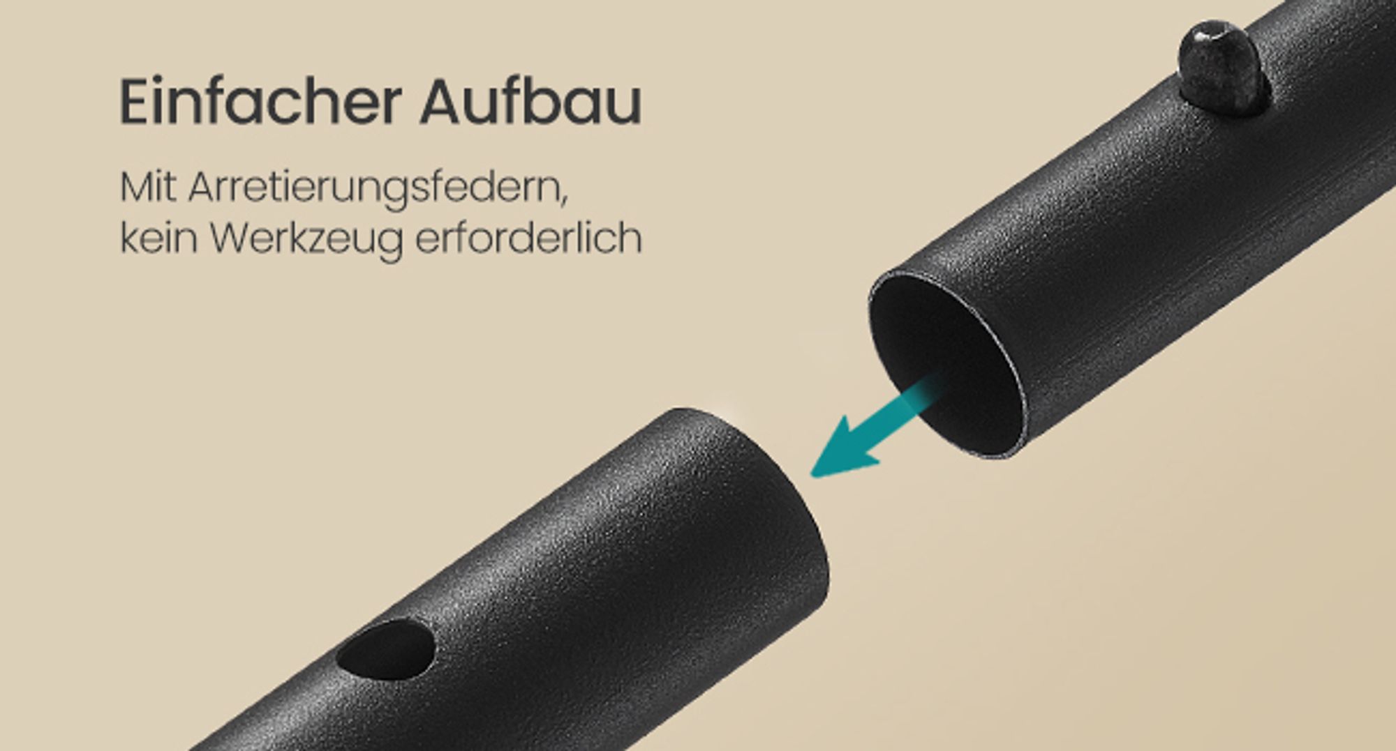 Mit Arretierungsfedern, kein Werkzeug erforderlich