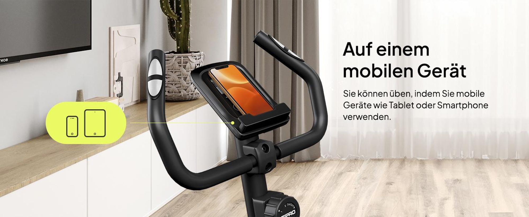 Zipro Heimtrainer Fahrrad One S Gold – Kompaktes Fitnessbike für Zuhause Leiser Hometrainer mit Pulsmessung, LCD Computer Tablethalter Design Edition
