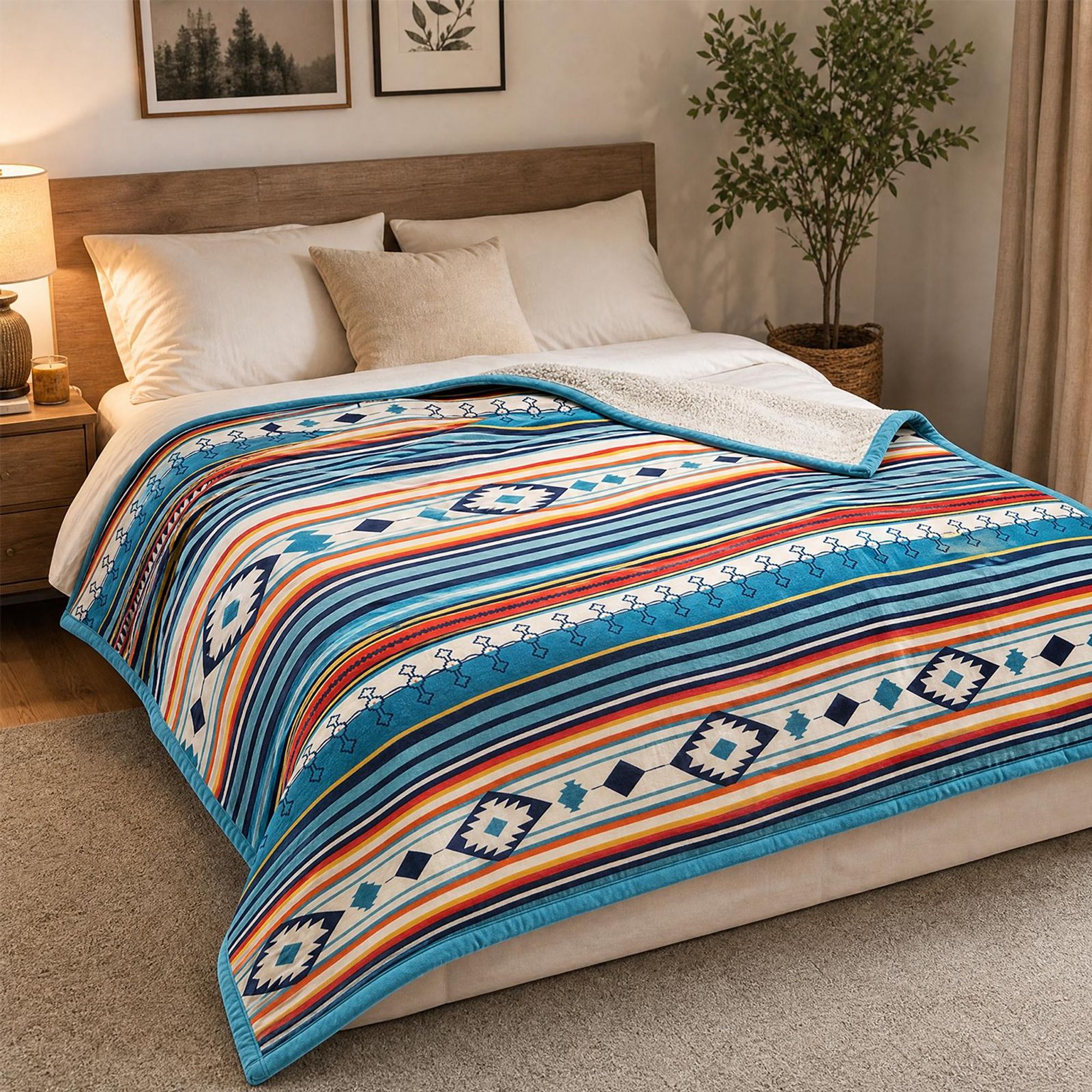 Decke Kuscheldecke Wolldecke - superweiche warme Dicke Kuscheldecke flauschig - Flanelldecke für Couch Bett Sofa (Bunte Streifen, 150 x 200cm)