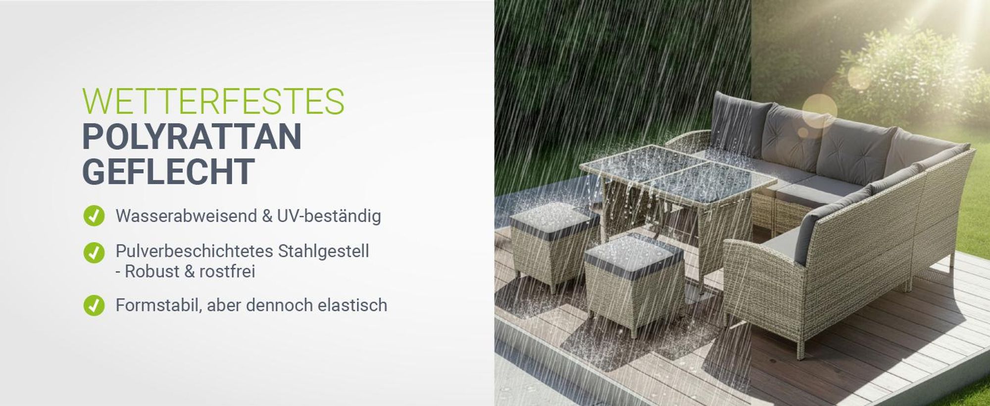 Juskys Polyrattan Lounge Manacor Grau-Meliert und Schwarz