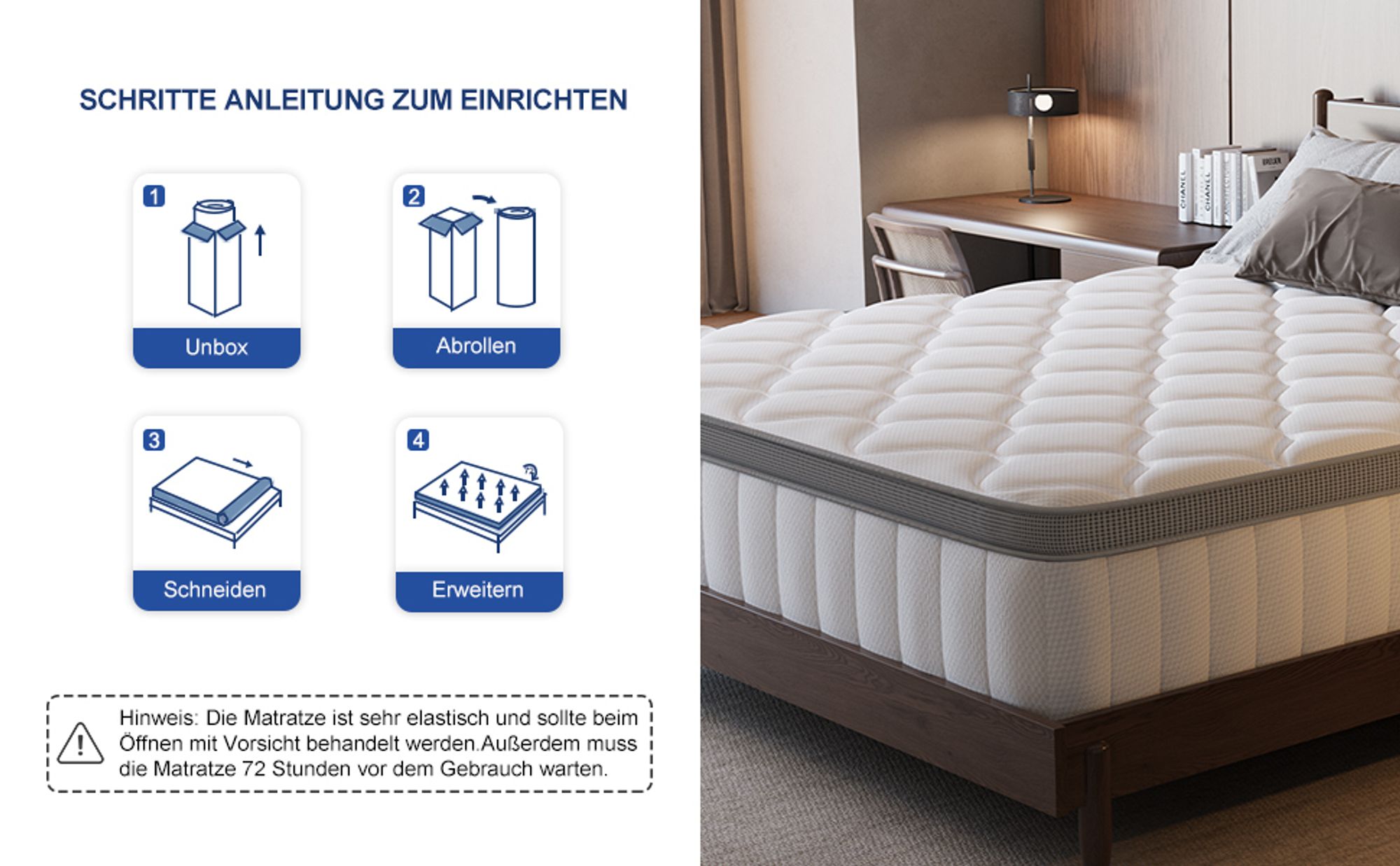 Aiibot Matratze 90x190,7-Zonen Matratze,Höhe 25cm,Matratzen,Federkernmatratze 90x190 mit Komfortschaum,Taschenfederkernmatratzen,H3