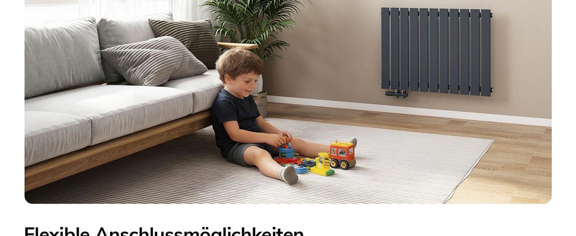 EMKE Heizkörper Flach 63 x 85 cm Einlagig 603 W Anthrazit Design Paneelheizkörper