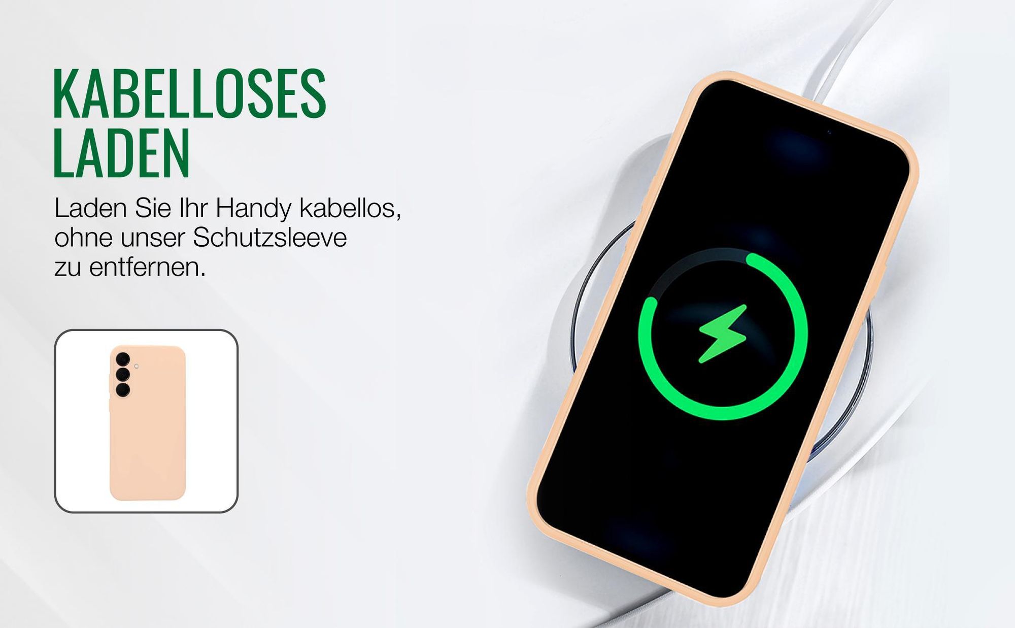 Kabelloses Laden mit Handysleeve in Rosa für Samsung Galaxy A27 5G möglich