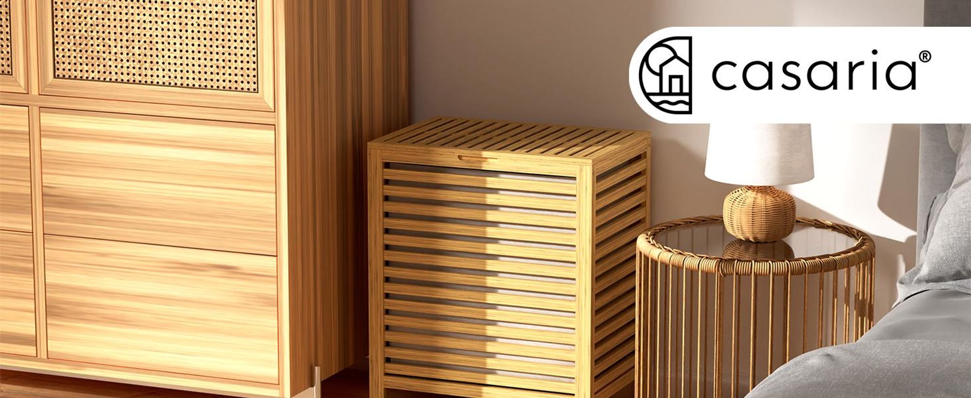 CASARIA® Wäschekorb mit Deckel Bambus Holz 70L Groß Wäschesammler Wäschesack Herausnehmbar Baumwolle 62x51x36cm Schmal Wäschebox Wäschetonne Badzimmer