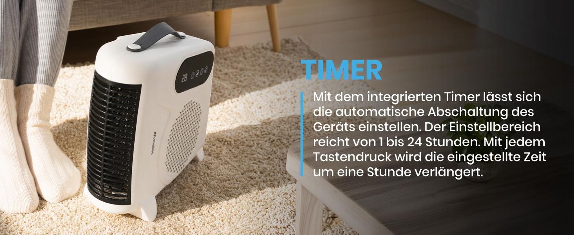 Heizlüfter Schnellheizer Elektroheizung Ventilatorfunktion 2000 W mit Thermostat