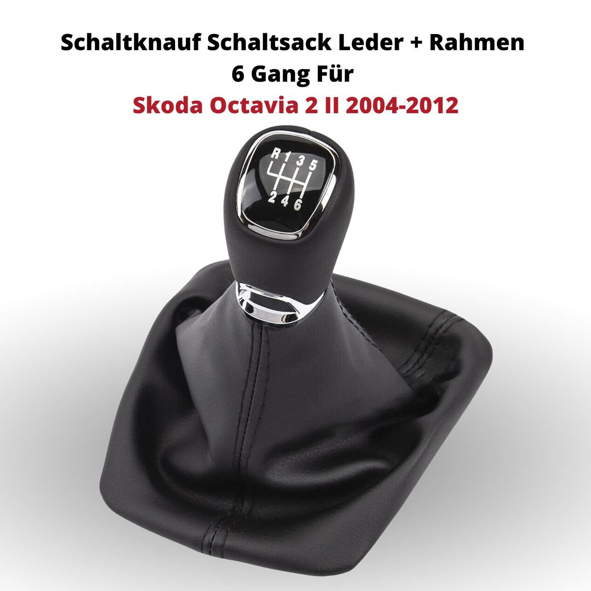 Schaltknauf Schaltsack Leder + Rahmen 6 Gang Für Skoda Octavia 2 II 2004-2012