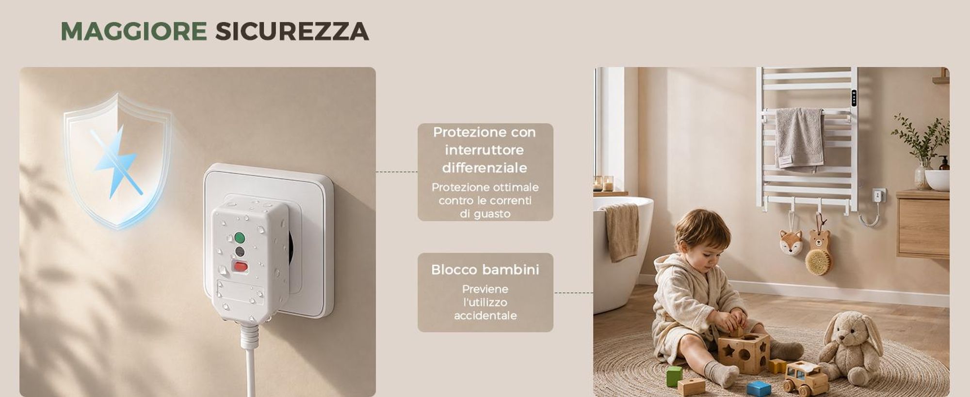 S'AFIELINA Scaldasalviette elettrico bagno con ripiano 700 × 600 mm 233 W Blanco,Termoarredo elettrico bagno WiFi con app