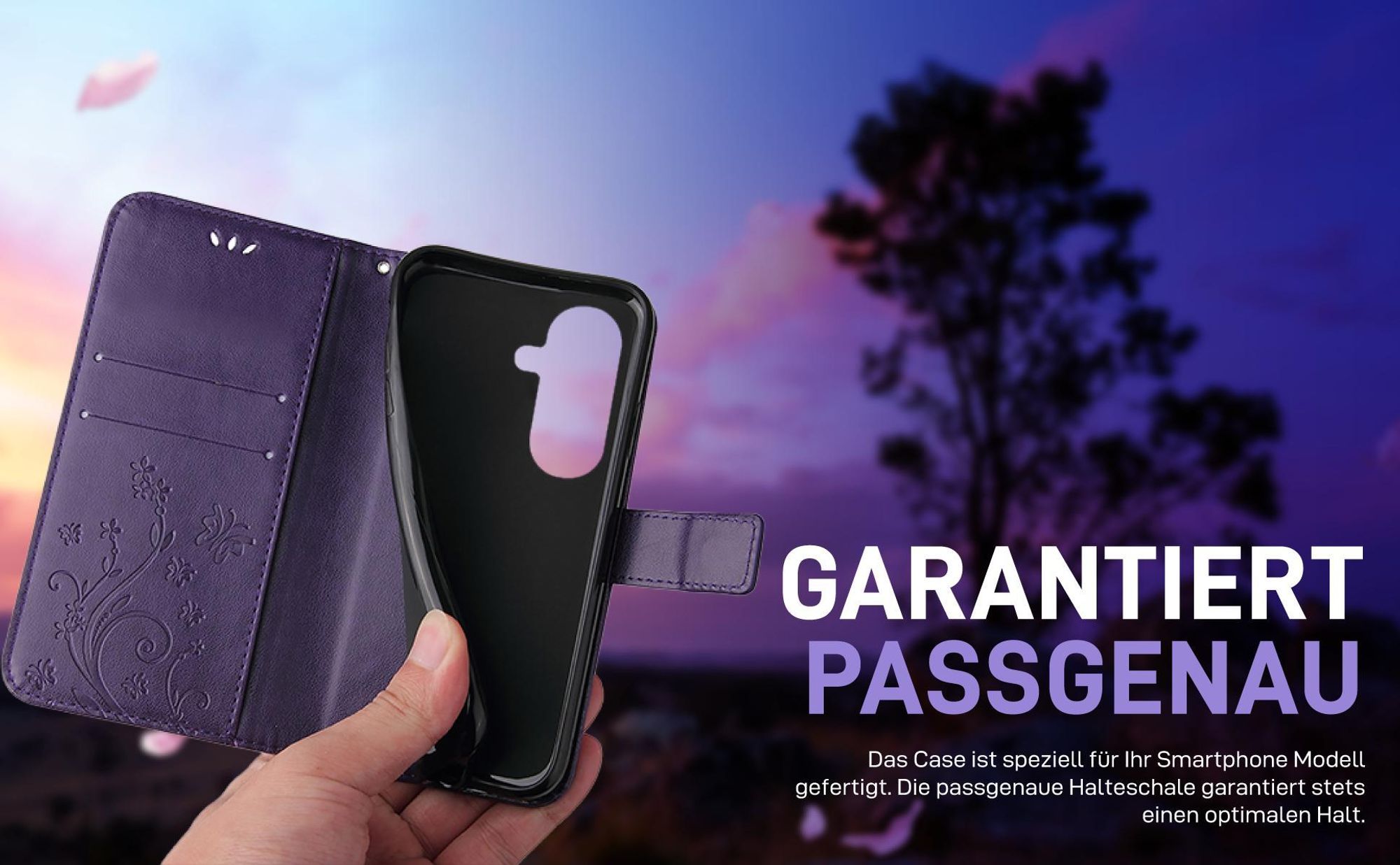 Violette Klapphülle für Samsung Galaxy A57 5G mit präziser Passform und sicherem Halt