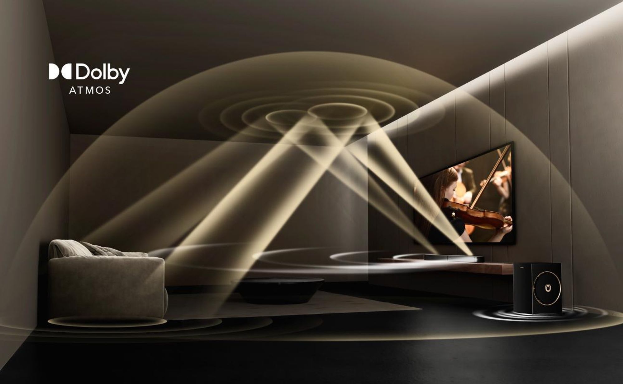 ULTIMEA 3.1.2-kanałowy soundbar z Dolby Atmos, system surround do telewizora z 6,5-calowym subwooferem, Bluetooth 5.4, HDMI eARC, 360W, Skywave F30 Boom