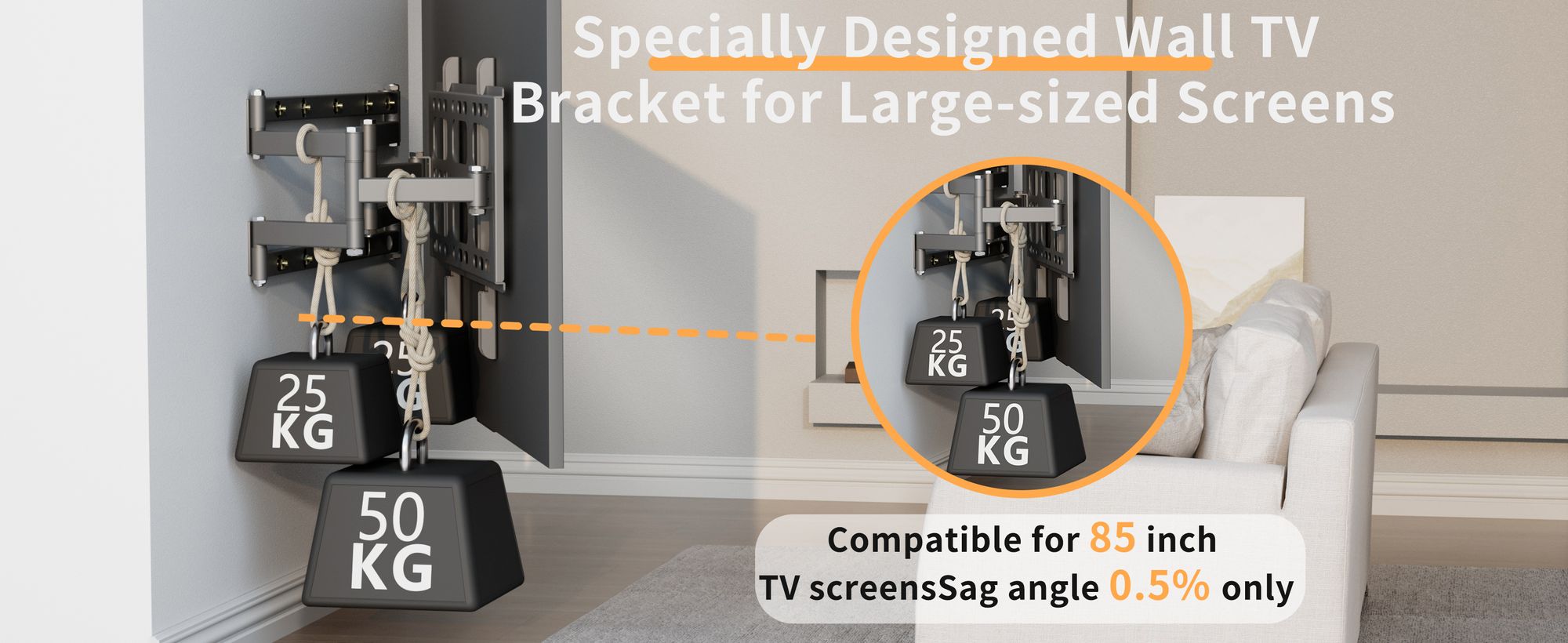 WISFOR TV Wandhalterung Schwenkbar Ausziehbar für 40-85 Zoll Fernseher bis zu 100kg VESA 600x400mm, vormontierte TV Halterung, Extra Stabil