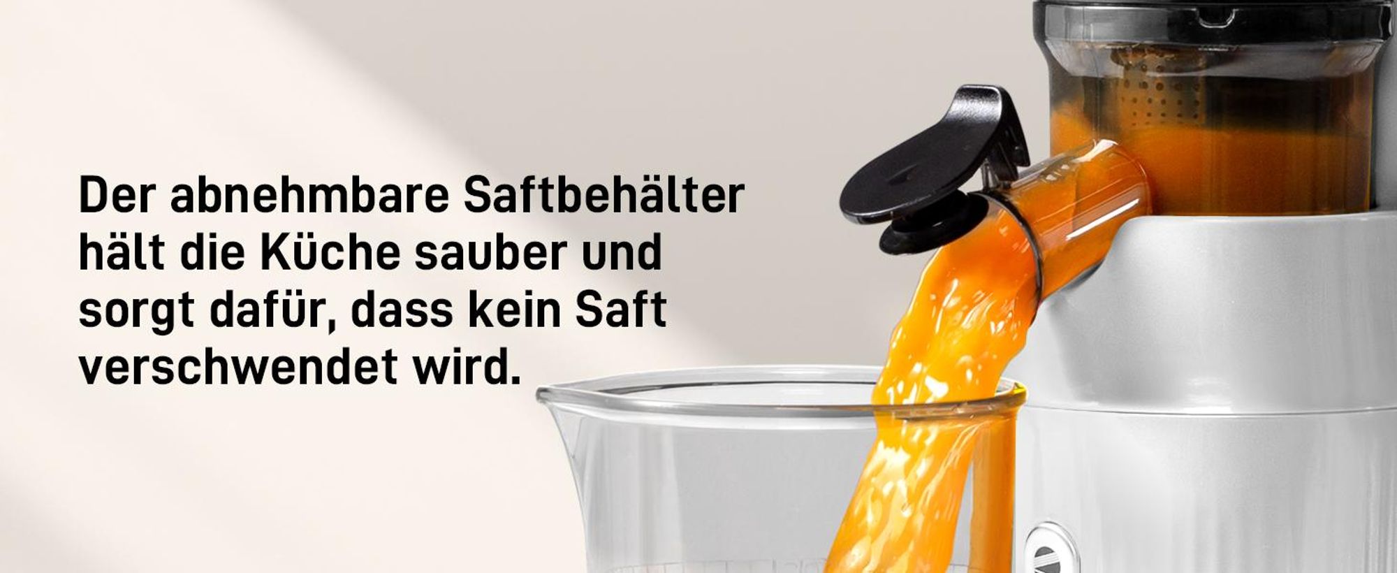 Ventray Essential Ginnie - Kaltpress Entsafter, Slow Juicer Kompakt & Leise (60 U/min, 45mm Einfüllöffnung), BPA-frei, 400ml, Einfache Reinigung