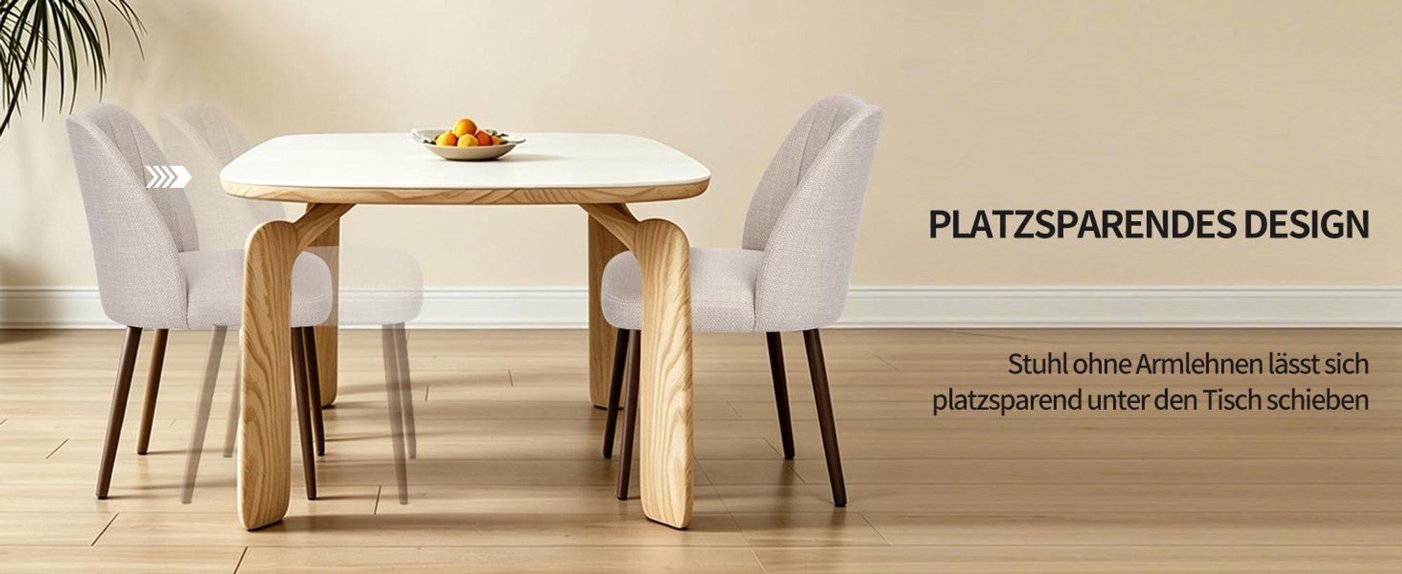 Duhome Esszimmerstuhl 2er Set Leinenstuhl Gepolstert mit Holzbeinen Modern Küchenstuhl für Esszimmer Wohnzimmer Küche, Beige