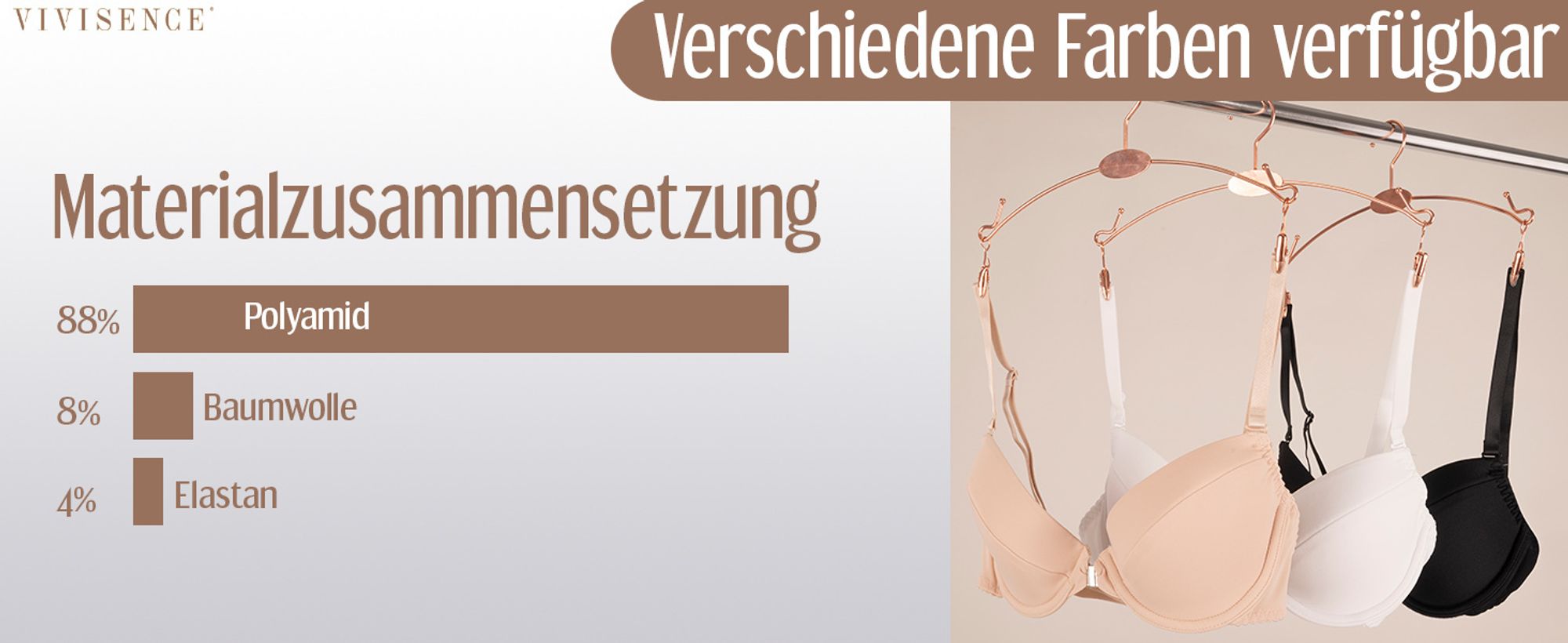 Vivisence Damen Super Push Up BH 75D - Maximizer BH mit Mikrofaserstoff und Doppelter Füllung Ultra push up bh mit bügel Rückenverschluß - Beige