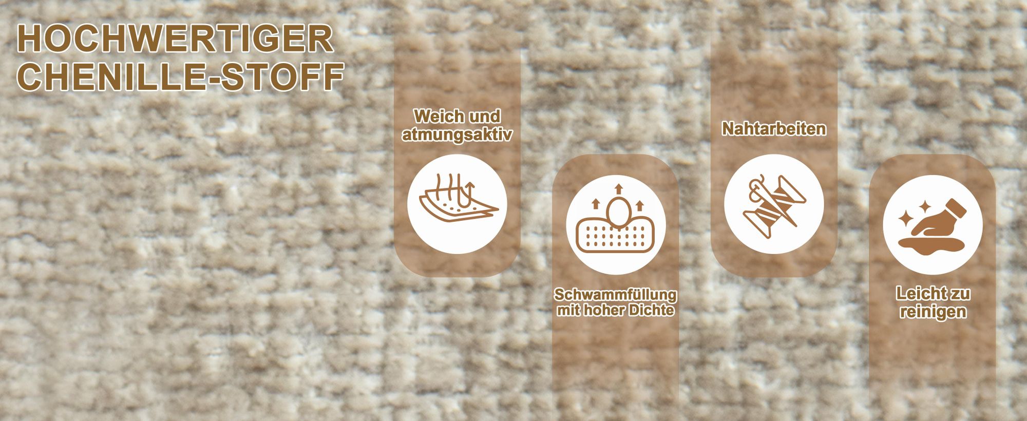 Duhome Loungesessel Armlehnstuhl aus Chenille-Stoff, Schminktisch Stuhl Esszimmerstuhl Sitzschale 360° drehbar, Khaki