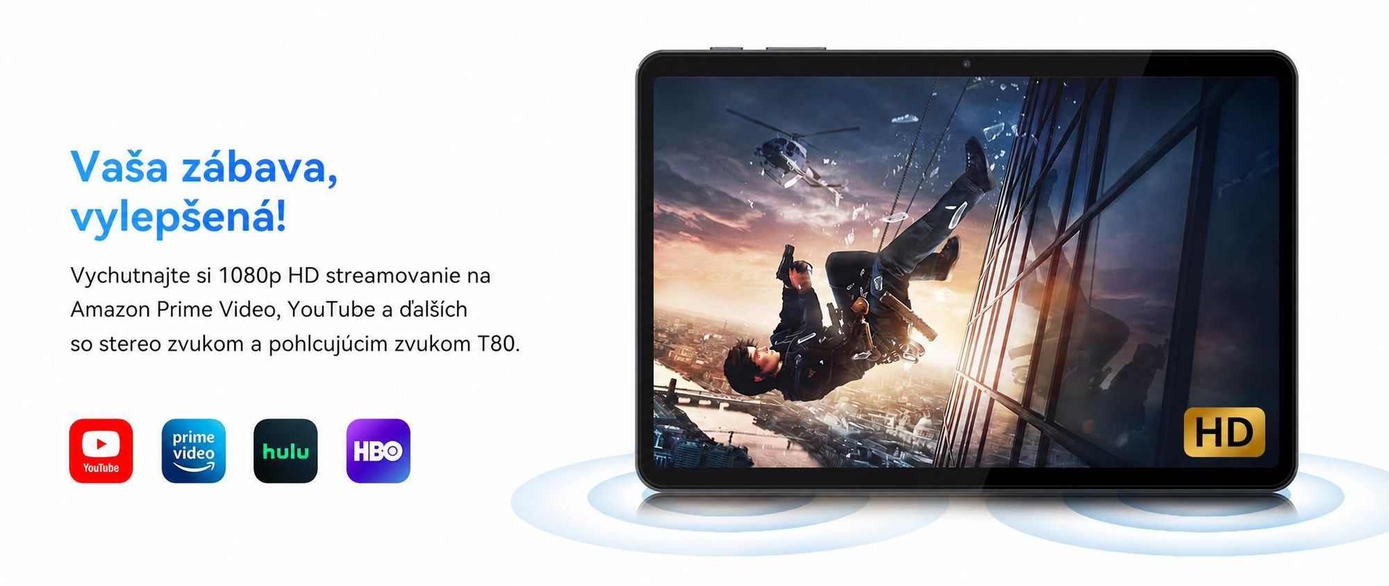 TABWEE T80 Tablet 10 palcov, Android 15, 64GB ROM, 1280 x 800 pixelov, 6000mAh batéria, 5MP kamera, 5G WiFi, Bluetooth, Gemini AI Tablet