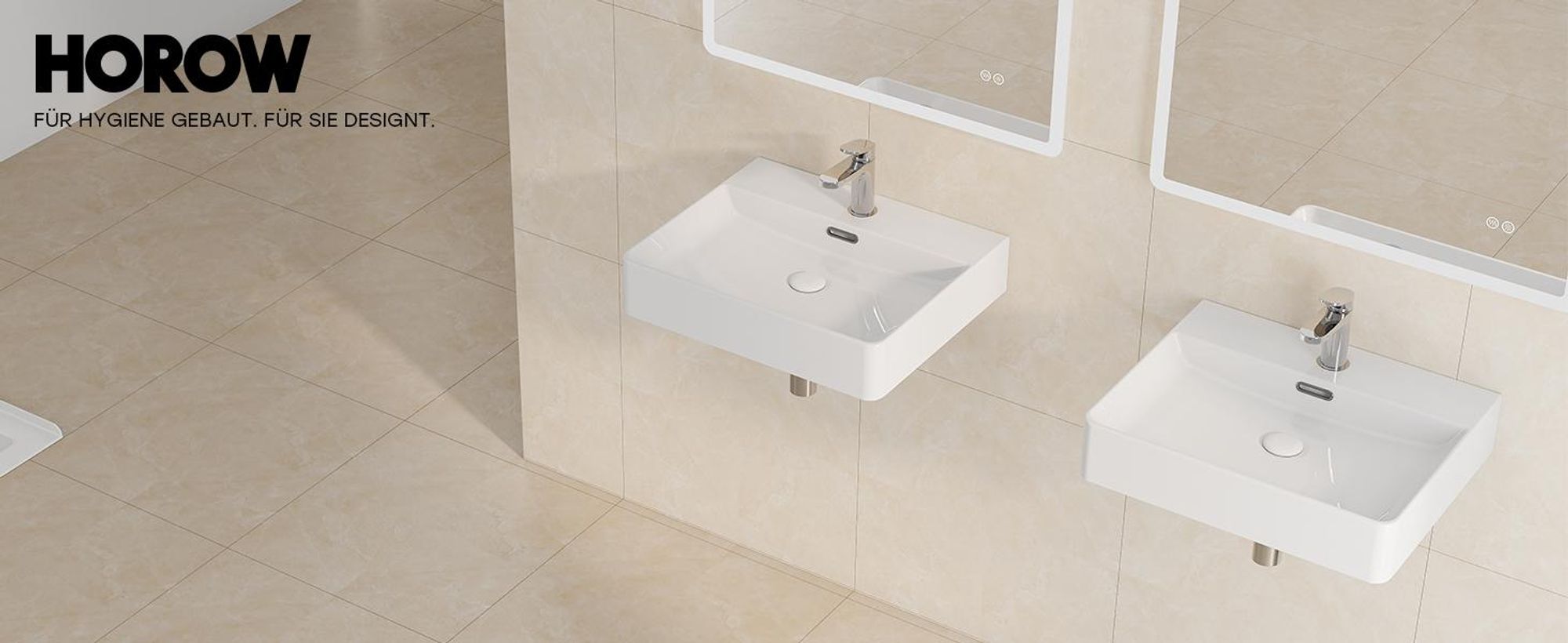 HOROW 50cm Waschbecken Wandmontage Waschtisch Keramik Hängewaschbecken Rechteckig Aufsatzwaschbecken mit Hahnloch und Überlauf für Klein Gäste WC