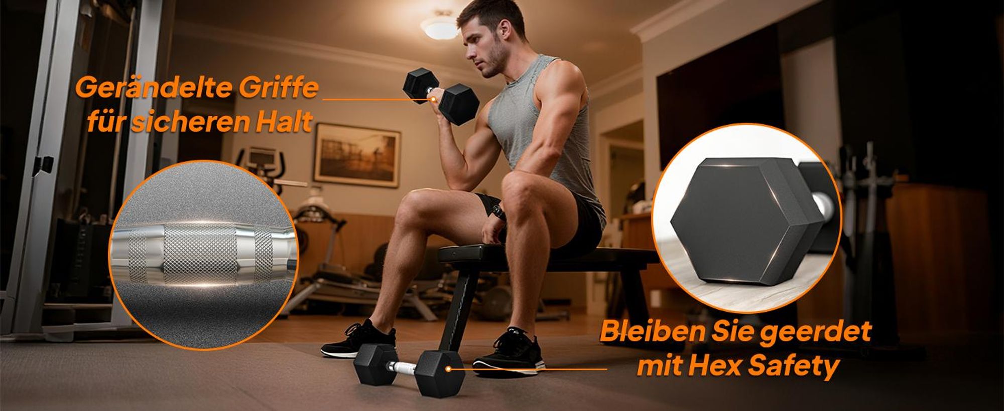 HOMCOM 2er-Set Gummi-Hantel Fitness Hantel Kurzhantel für Trainingsraum Büro sechseckige Form Metall Gummi schwarz 10 KG