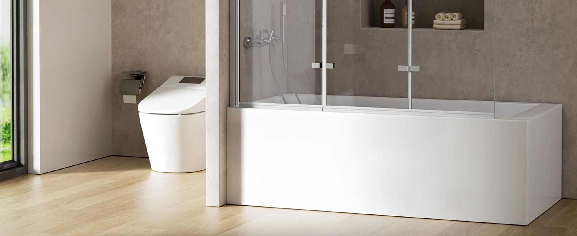 S'AFIELINA Duschabtrennung für Badewanne 120 x 140 cm 3 Stück Faltbare Duschabtrennung aus 6mm ESG Clear NANO Beschichtung ESG-Sicherheitsglas