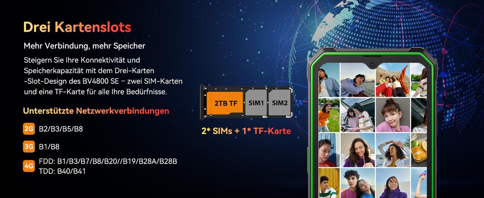Blackview BV4800 SE Outdoor Handy, 6.56 Zoll, 90 Hz, 5100 mAh, 12GB+64GB, 16 MP+8MP,Helio Octa Core,Face ID,Smart-K BOX