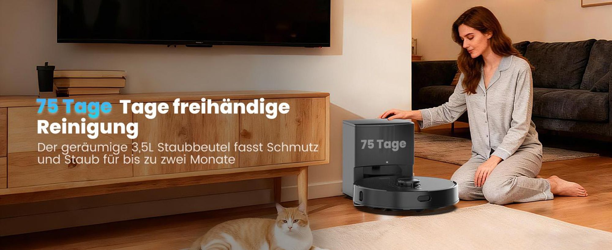 AIRROBO Q20 Plus Staubsauger Roboter mit Absaugstation 3.5L, 8000Pa Saugroboter mit Wischfunktion Lasernavigation, Kartierung mehrerer Etagen