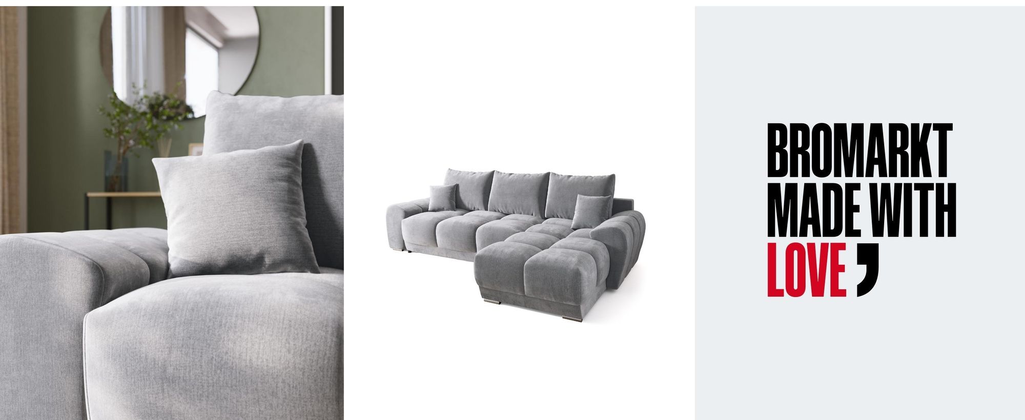 BroMARKT Ecksofa NUBES Schlaffunktion Bettkasten L-Form 298x184x85cm Graphit