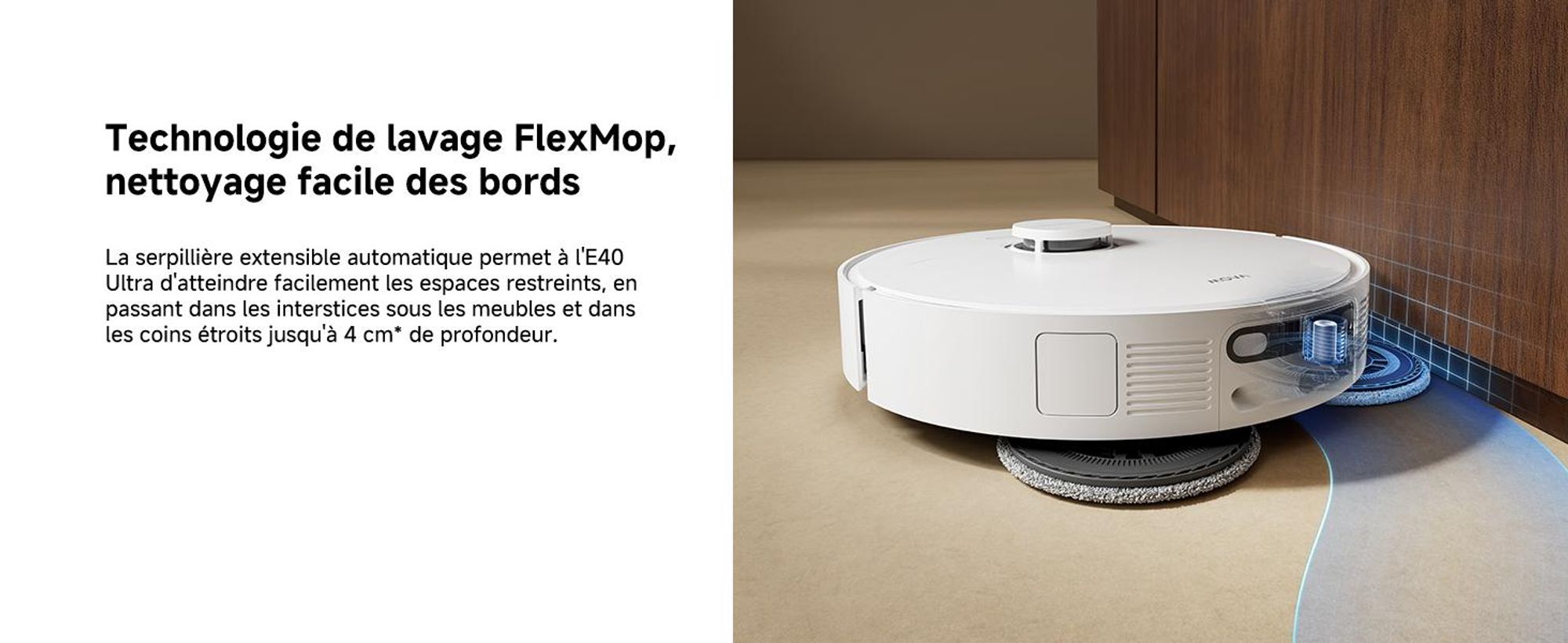 MOVA E40 Ultra - Robot aspirateur & balayeur, 19.000 Pa, vidage automatique, balai MaxiReach, brosse latérale, station tout-en-un, jusqu'à 75 jours de nettoyage