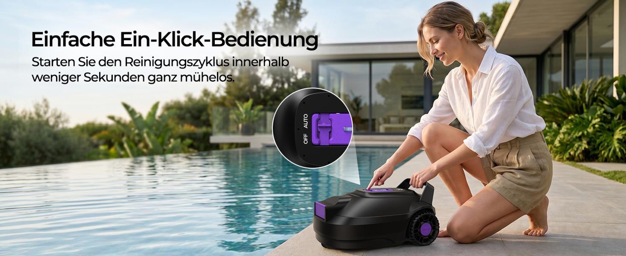 Kabelloser Poolroboter Redkey S200–Doppelmotor, 180 Minuten Akkulaufzeit, starke Saugleistung, Doppelfilter, Reichweite bis 3M