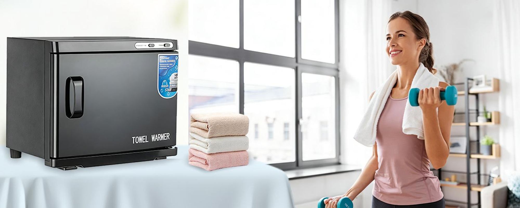 ZMH Handtuchwärmer Towel Warmer UV Handtuch Wärmegerät Handtuch Wärmer 360° Heizung Handtücher Handtuchtrockner Elektrisch für Spa Hotel Schwarz 23L