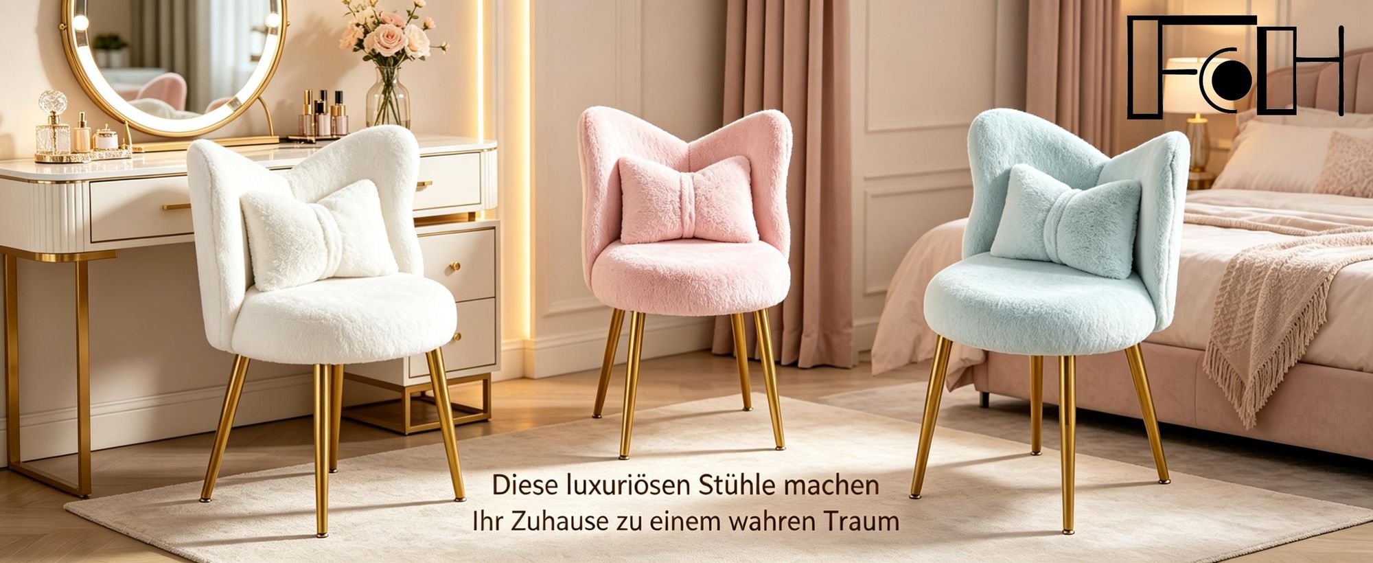 FCH Schminkhocker, Schreibtischhocker, Bow Shape Rücken Dressing Stuhl,Esszimmerstühle, Sitzhocker Polsterhocker,53×49.50×78cm, Grün