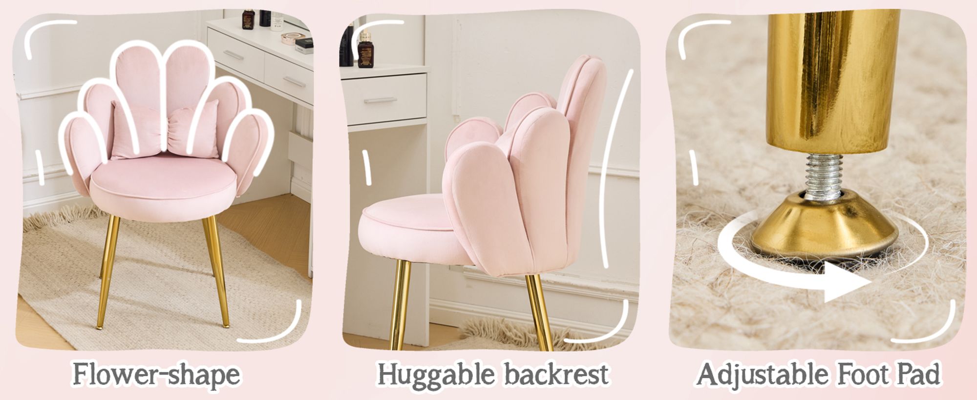 FCH,Lounge-Sessel,Mit Kissen,Abnehmbare Rückenlehne,Hellrosa,Samt