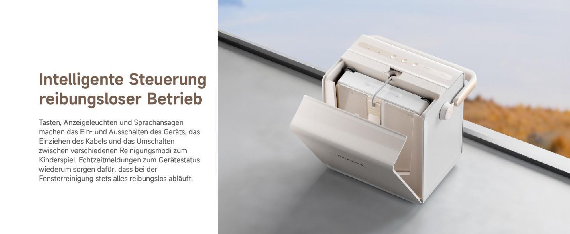 Dreame C1 Station Fensterputzroboter,5500Pa Saugkraft,Stabil und sicher,Nass-und Trockenreinigung,Dual-Spray,CornerClean,Intelligente Navigation,Creme