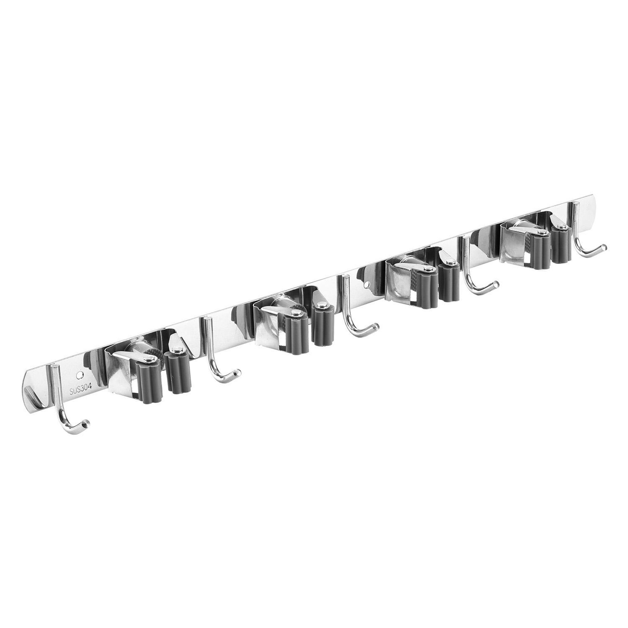 Maclean MC-184 Wandhalterung für Gartengeräte Besen Mopp Gerätehalter Werkzeughalter aus Stahl mit Haken 49 cm bis 20 kg