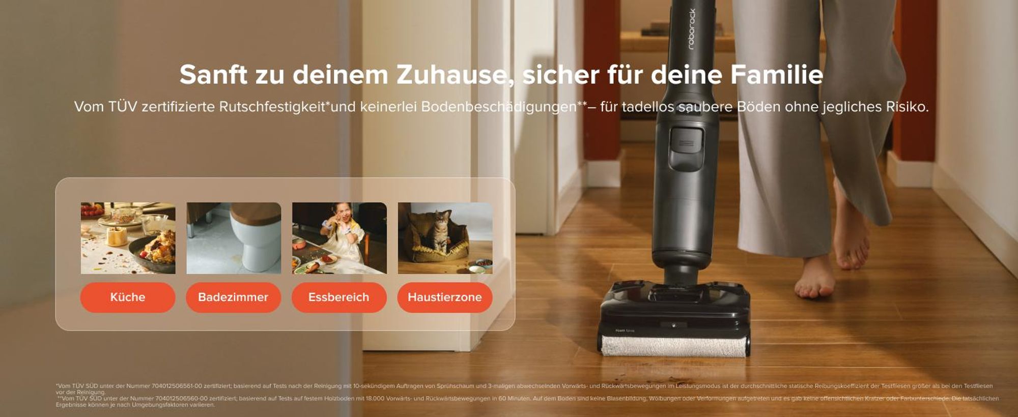Roborock F25 ACE Pro Nass Trockensauger, 25000Pa, JetFoaming gegen Flecken, Anti-Haar-Verwicklung, 180° Flach-Design, Heißwasser-Selbstreinigung