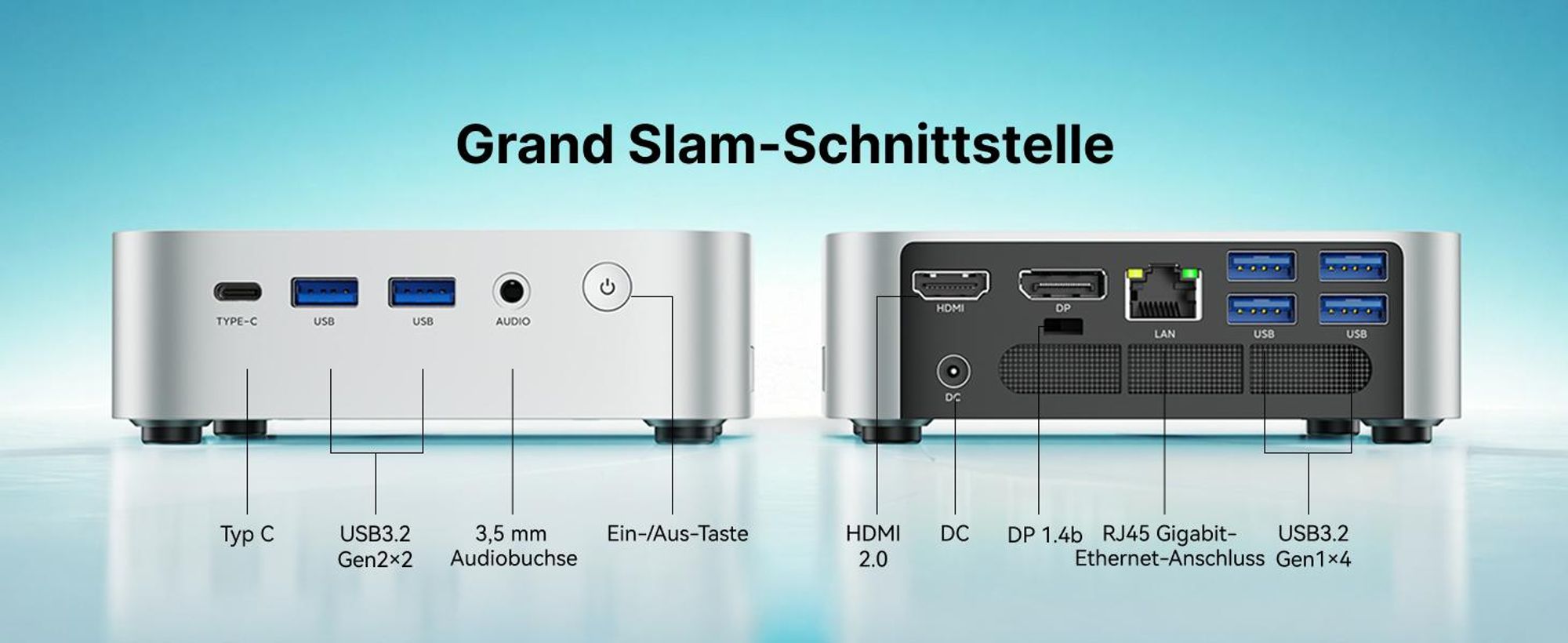 ACEMAGIC K1 Mini PC,AMD Ryzen R2544(Übertrifft 3500U),8GB DDR4 256GB SSD,Mini Computer mit Windows 11 Pro,RJ45,WiFi 5