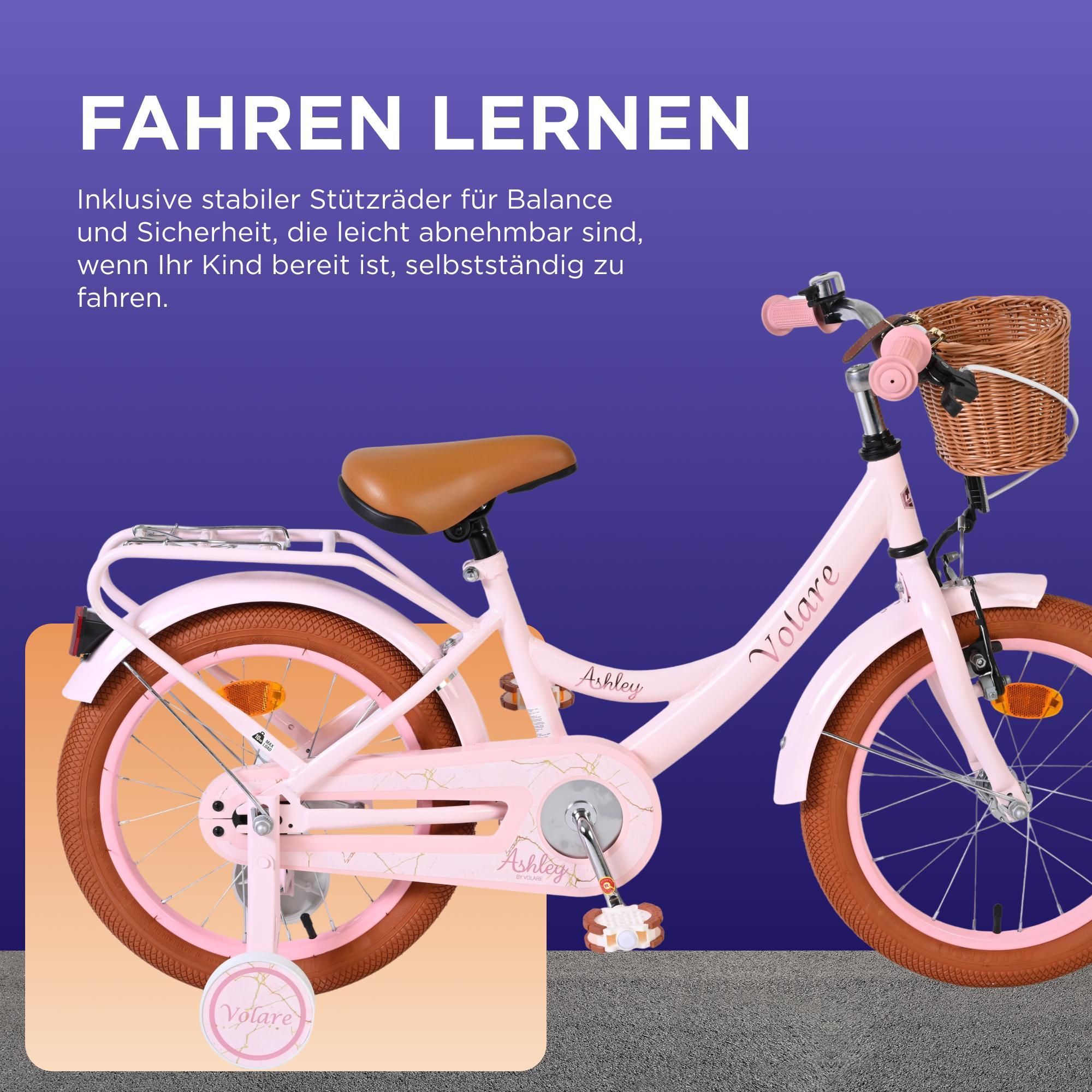Volare Ashley Kinderfahrrad - Mädchen - 12 Zoll - Rosa