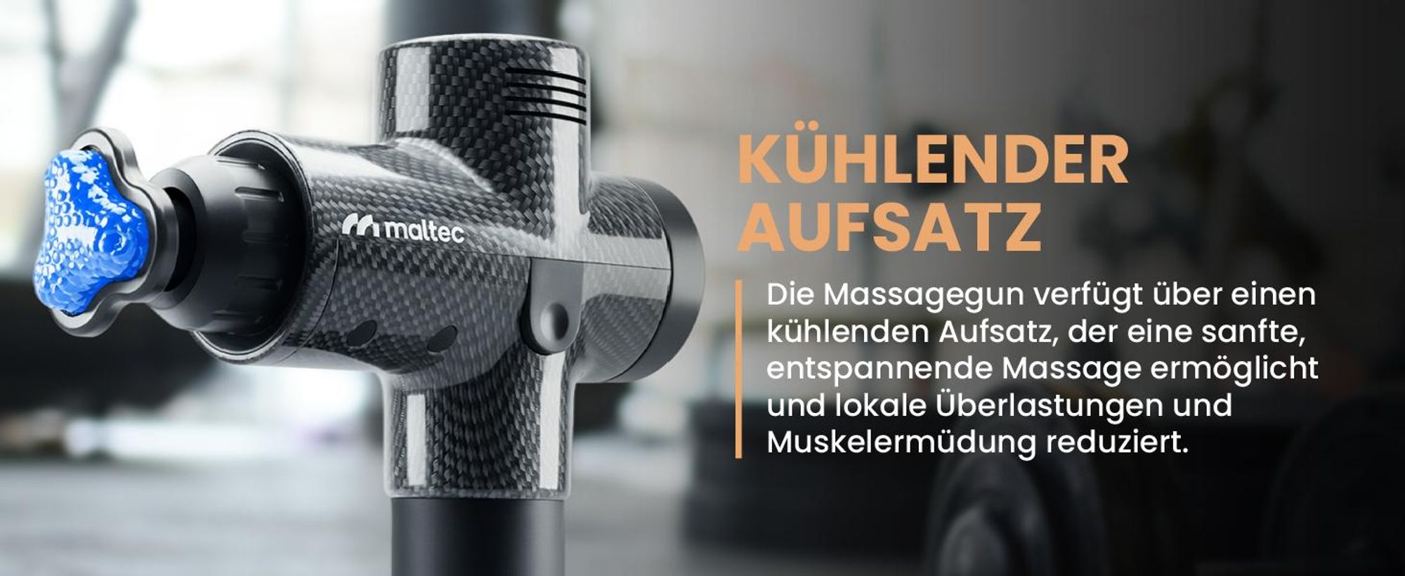 Massagepistole mit Kühlaufsatz