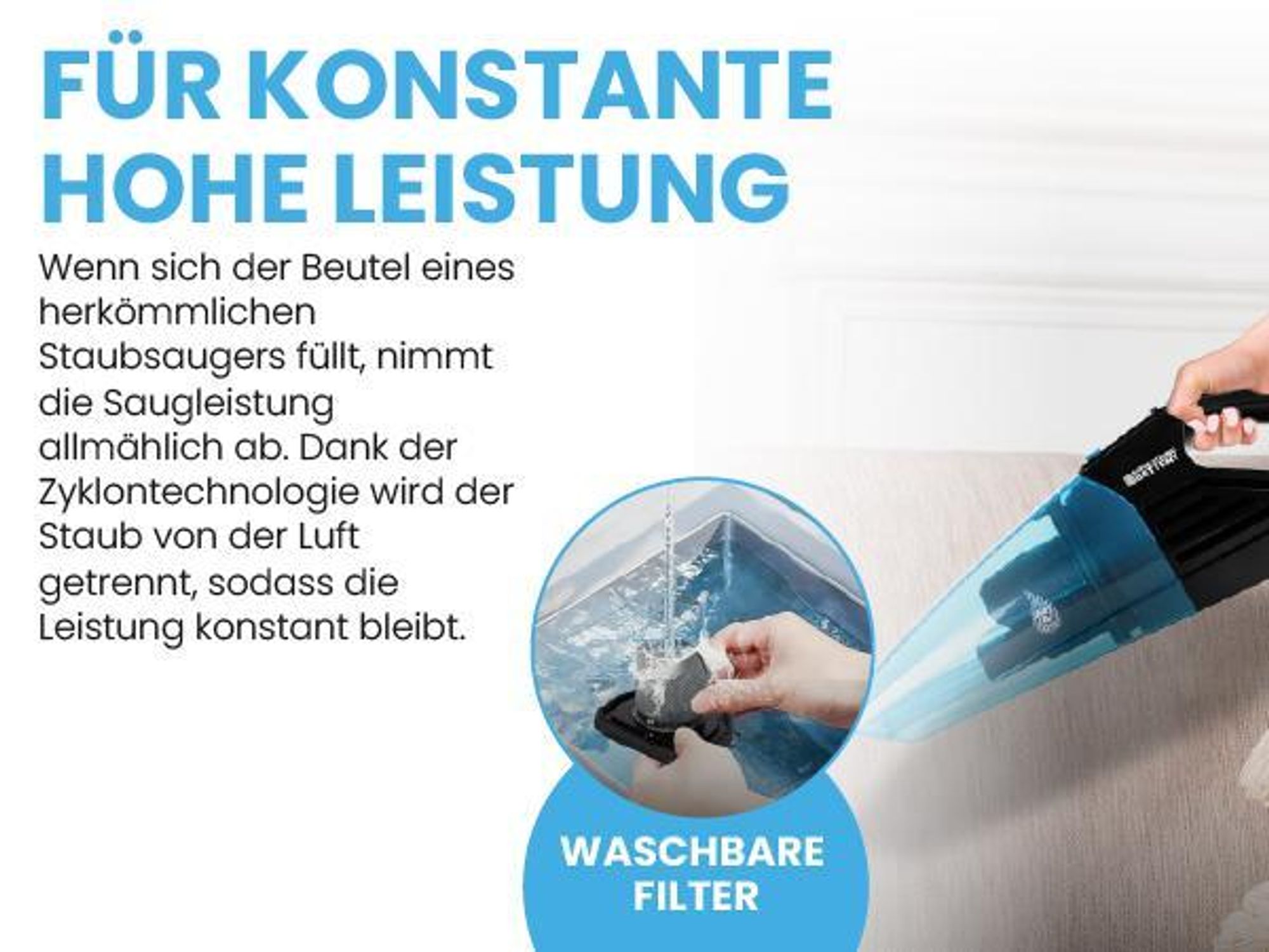 Handstaubsauger Beutellos Kabellos trocken und nass