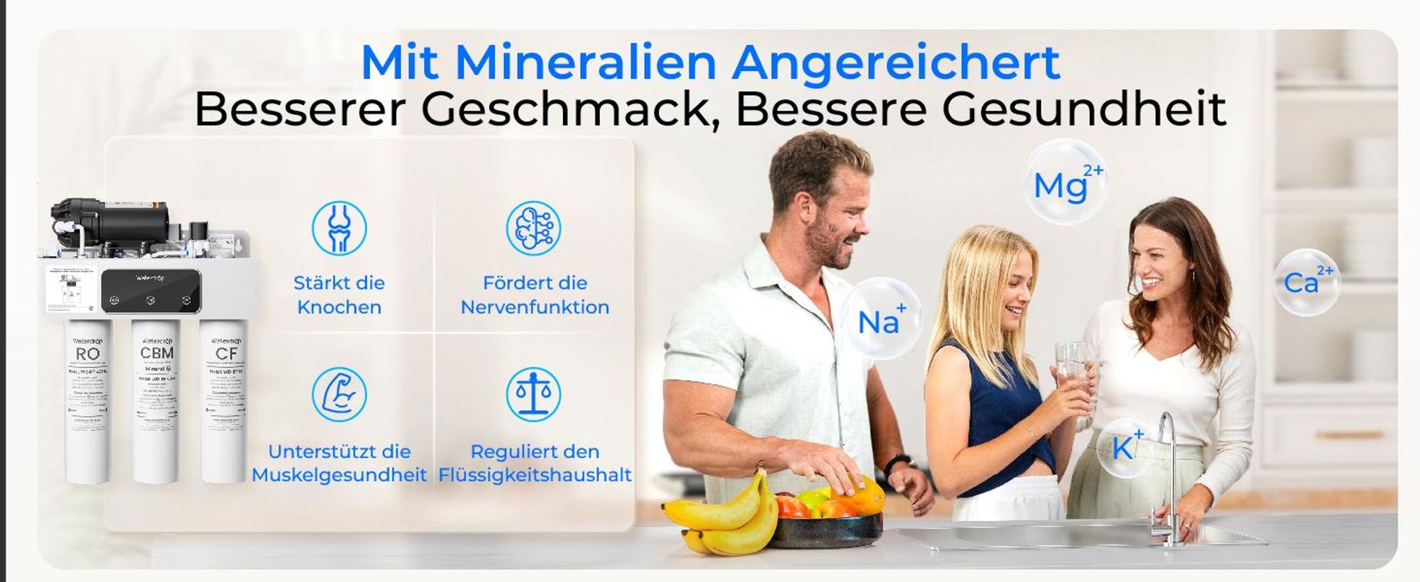 Waterdrop T3-M Remineralisierung Umkehrosmoseanlage, NSF/ANSI 372-, 9-stufiger RO-Wasserfilter, 450 GPD Tankloses Wasserfiltersystem