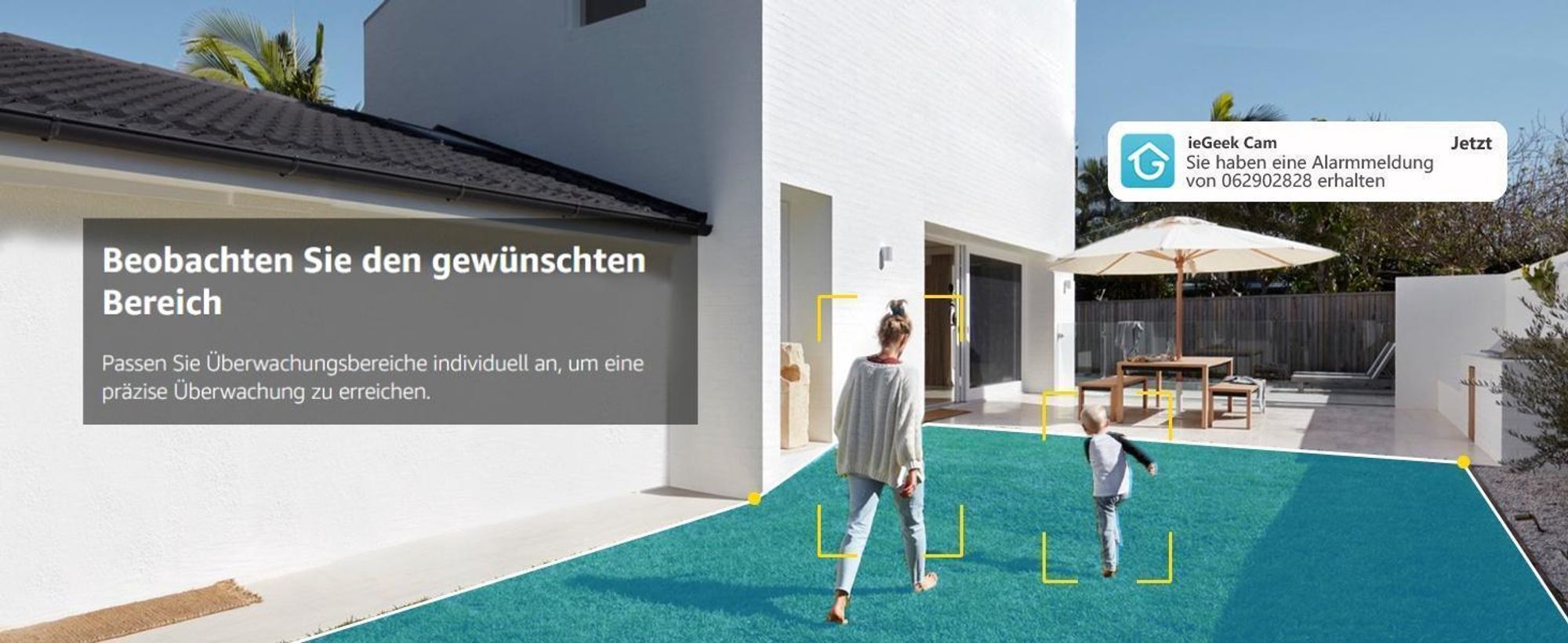 2K Überwachungskamera Aussen WiFi 5MP 360° PTZ Solar Kamera 30M Farbige Nachtsicht PIR Bewegungserkennung Alexa Kompatibel 4DBi WLAN-Antenne mit 64G