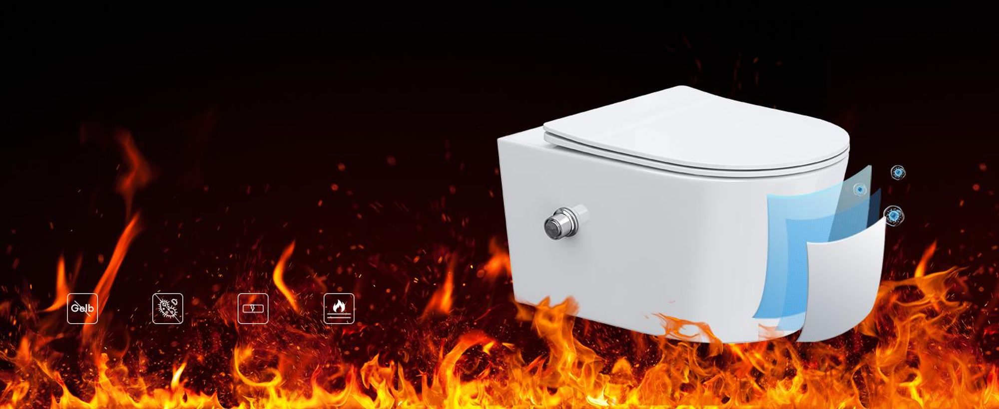 doporro Hänge-WC mit Bidet Funktion Weiß Wand-WC Toilette mit Soft-Close Spülrandloses aus Keramik Hänge-Toilette Aachen601