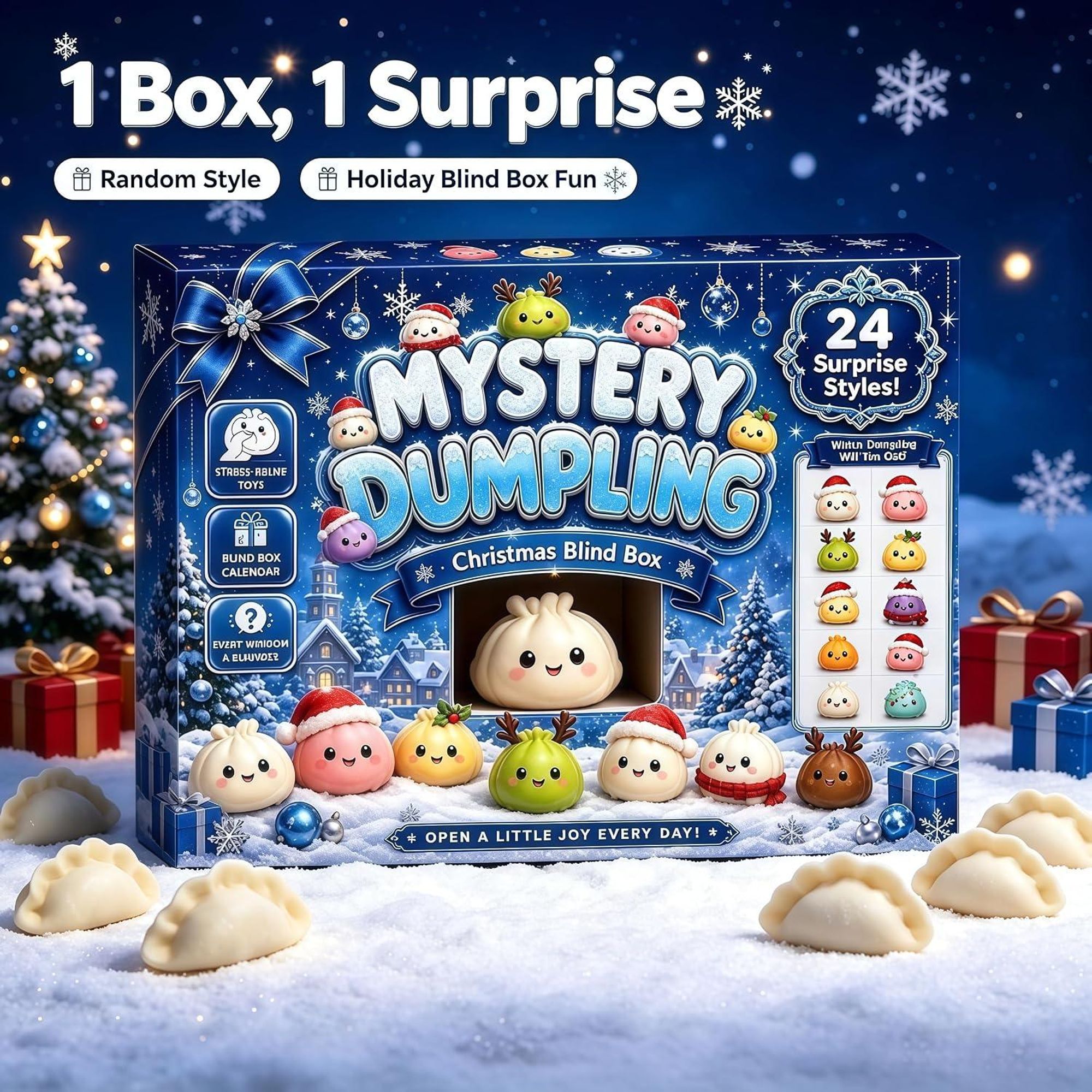 Weihnachten Adventskalender Quetschspielzeug-Kalender(D)24 Tage Weihnachten Countdown-Kalender,Überraschungs Fidget Spielzeug Geschenke für Kinder
