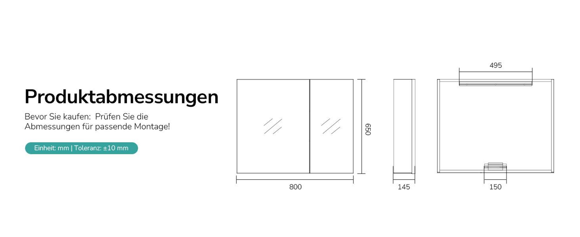 EMKE Spiegelschrank Mattweiß Doppeltür 65x80x14,5 cm Wandmontage mit Aufbewahrung & Verstellbarem Stahlglas Regal Ideal für Badezimmer Organisation