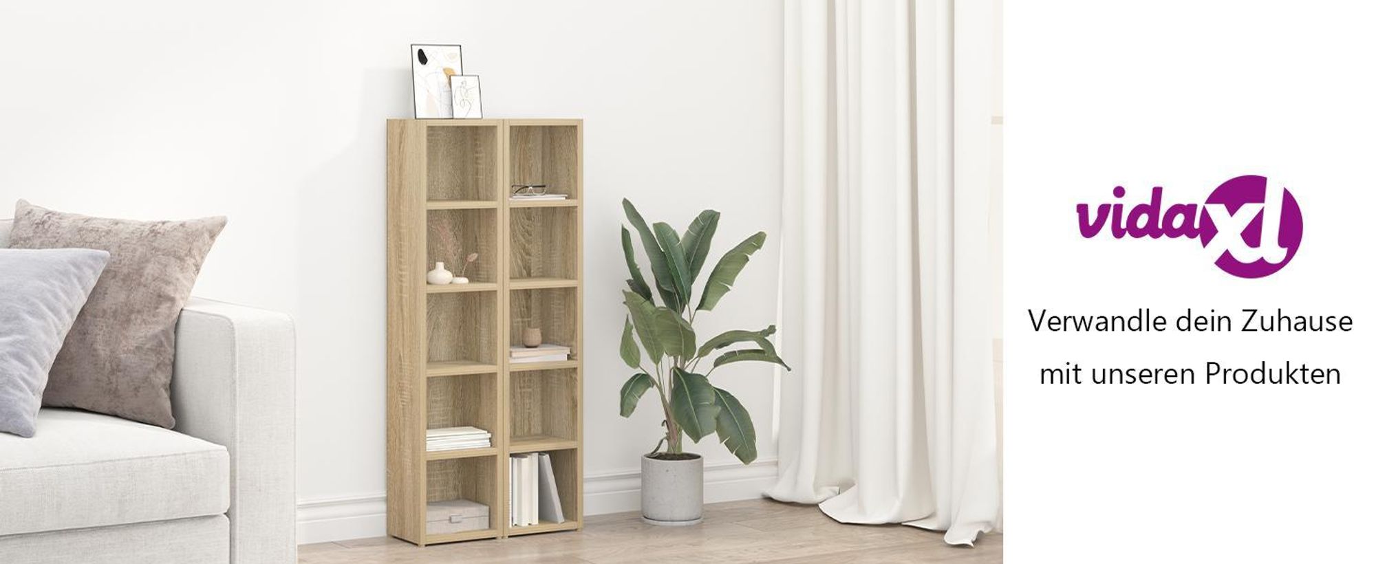 vidaXL CD-Regale 2 Stk. Sonoma-Eiche 21x16x93,5 cm Holzwerkstoff